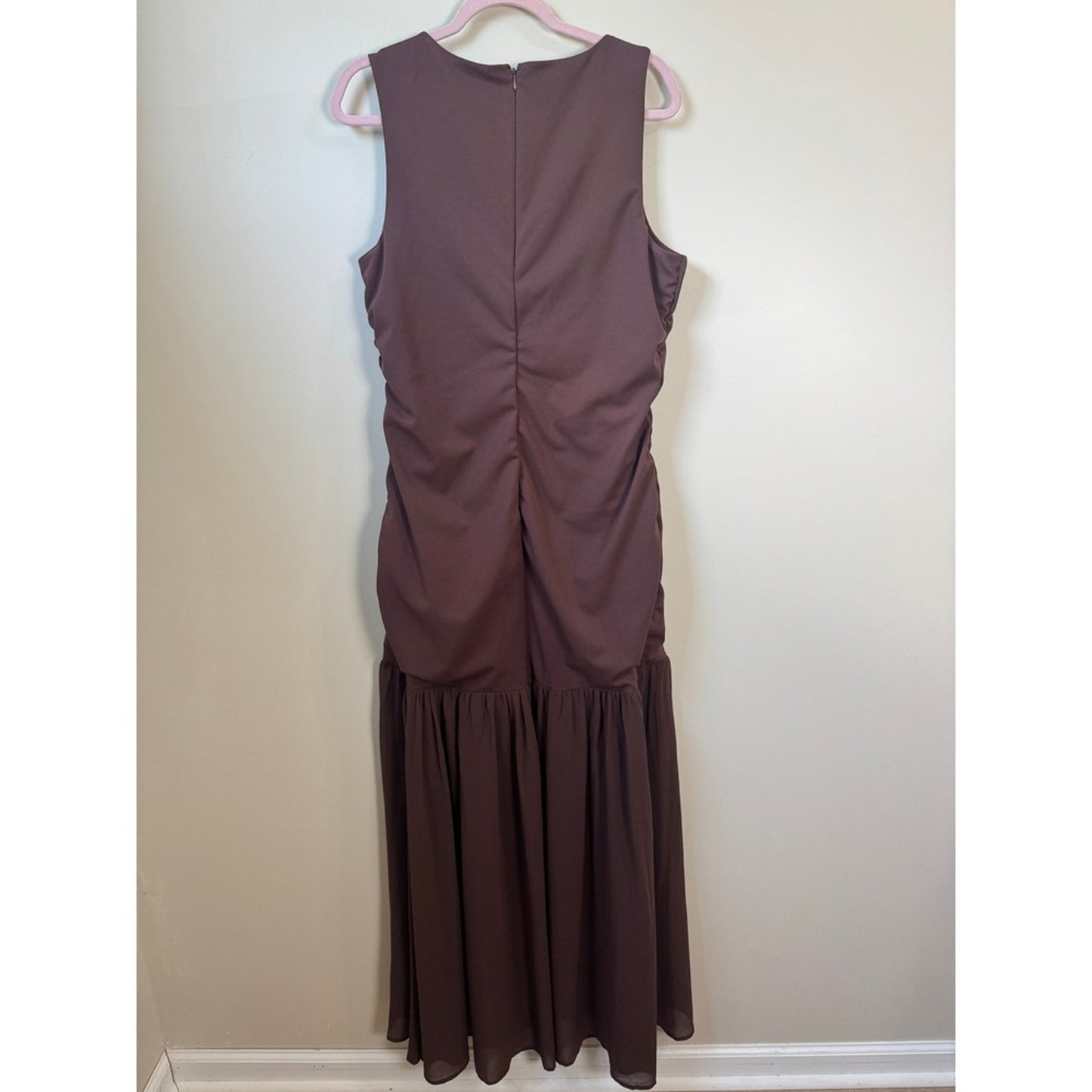 Show Me Your Mumu Chocolate Brown Ruched Drop Waist Maxi Dress XXL