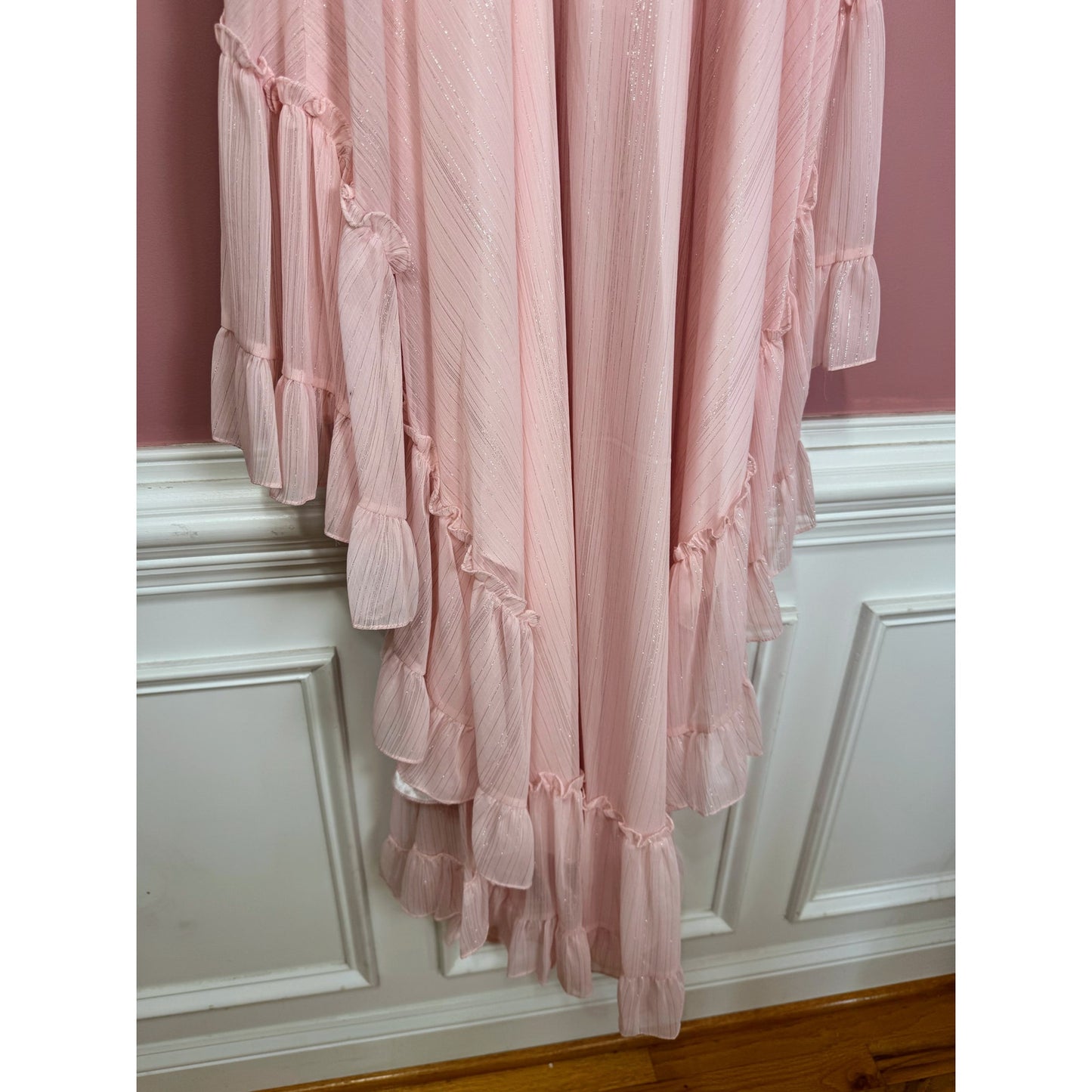 NEW NWT Mac Duggal Beaded Ruffle High Low Gown SYLE 68096 Size 2 in Pink