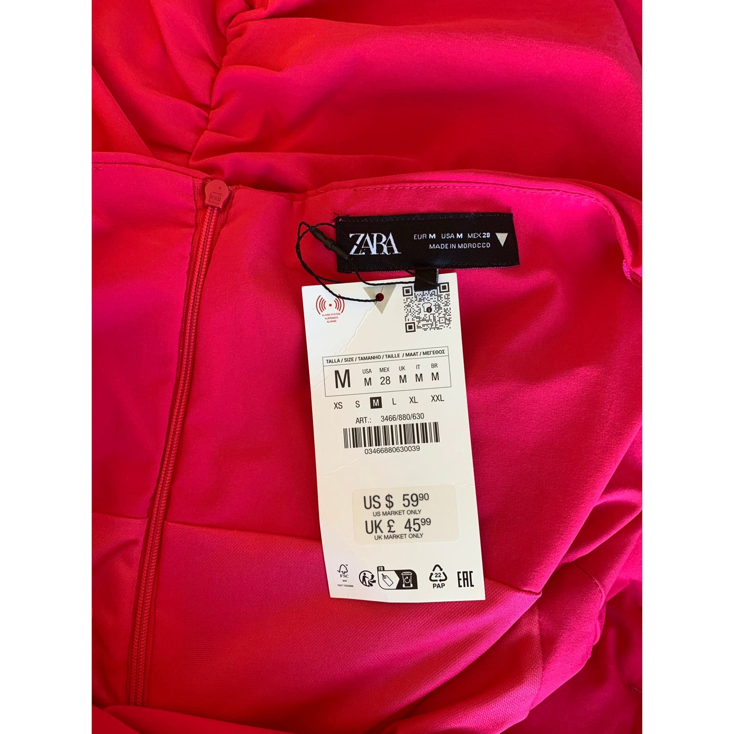Zara Mini Dress in Hot Pink Medium Off Shoulder Rose Detail Lined Party Cocktail