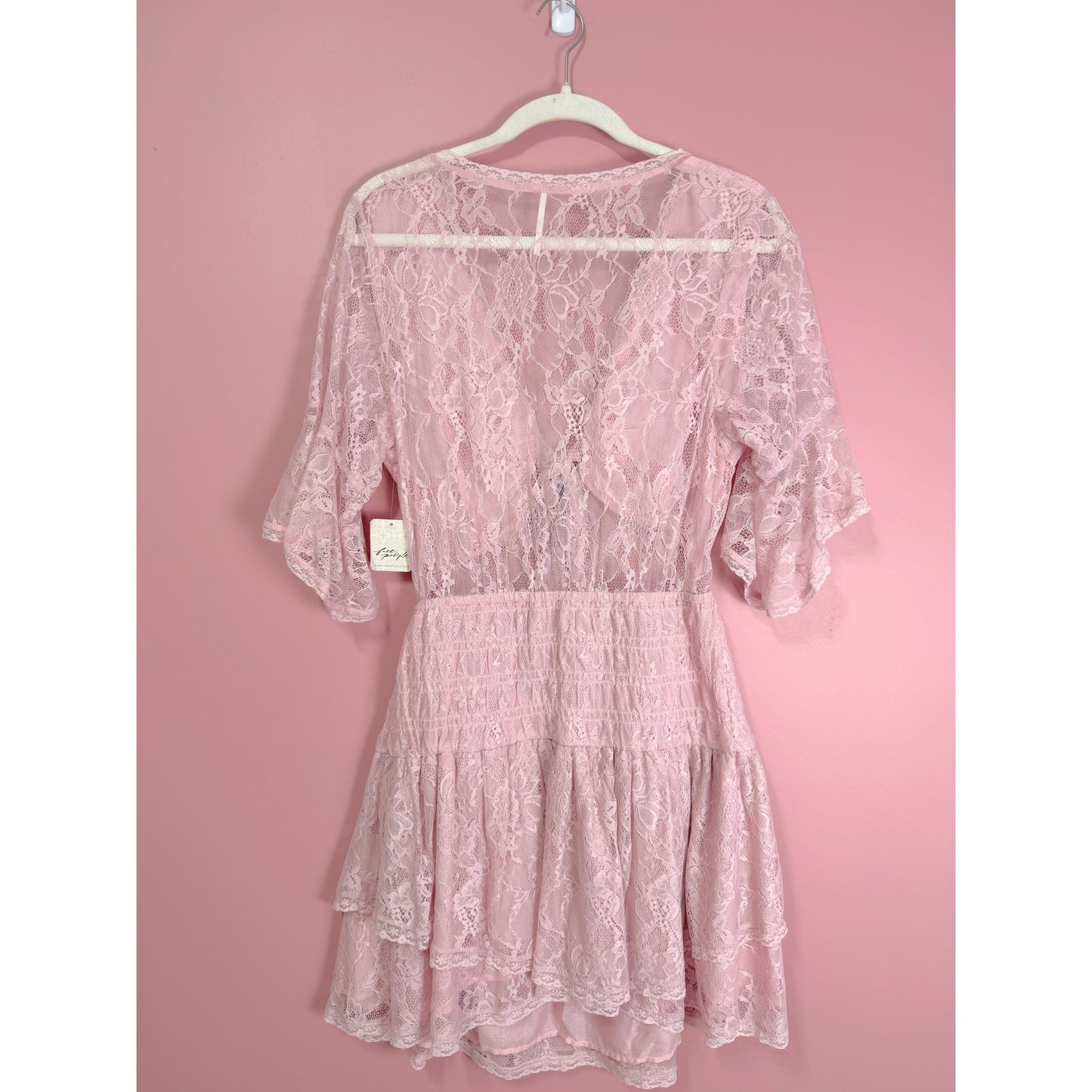 Free People LaLa Lace Mini Dress Blush Pink XS