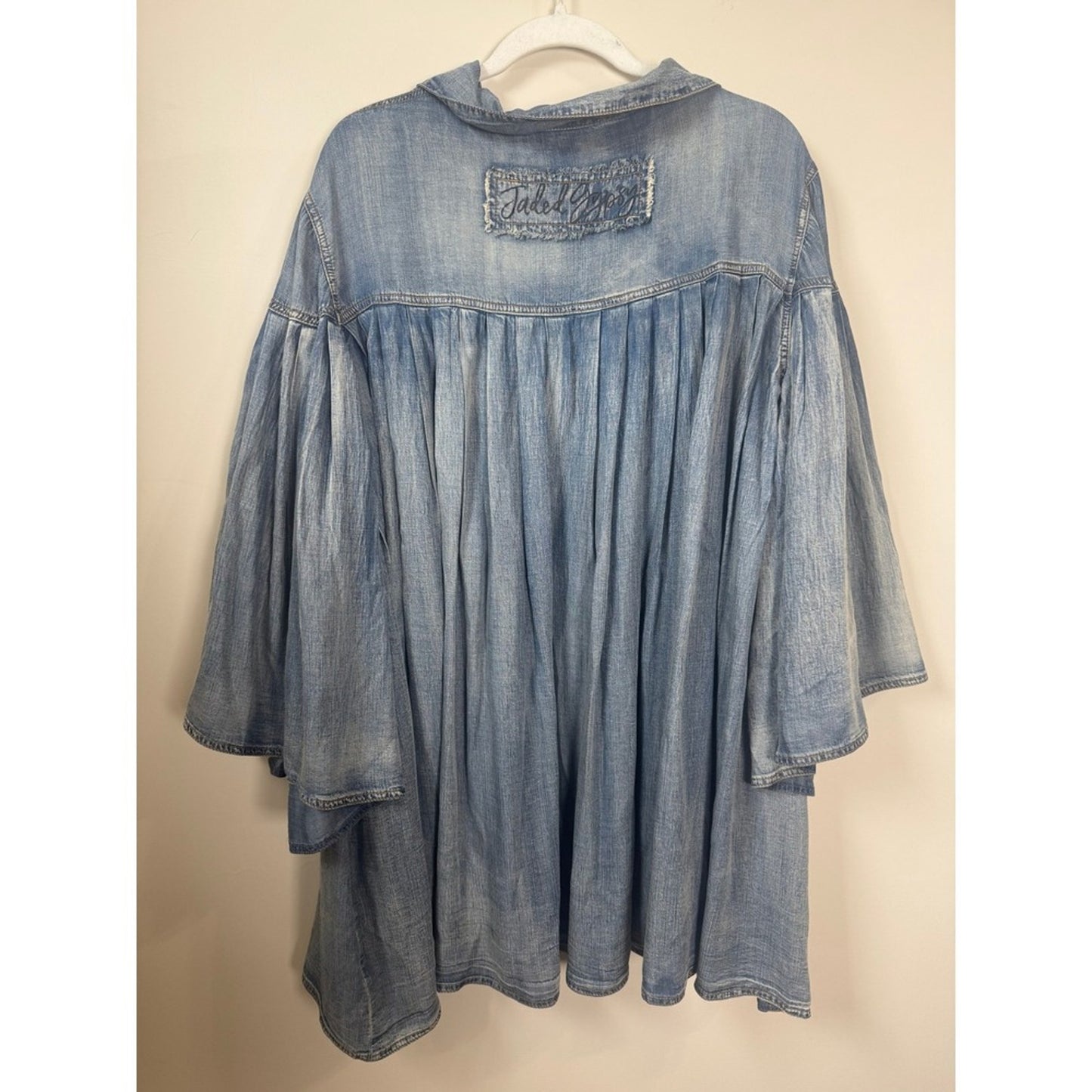 Jaded Gypsy Denim Babydoll Tunic Dress Blue Light Wash Oversized Boho O/S