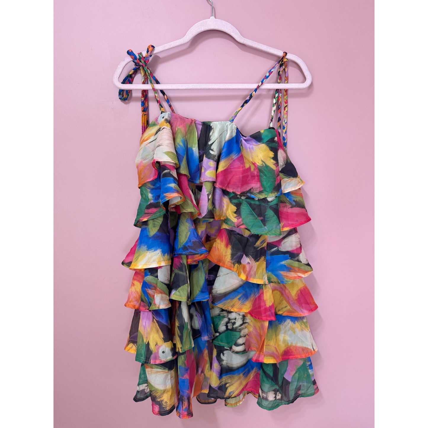 NEW Show Me Your Mumu Rowan Ruffle Mini Dress Midnight in Rio Size XS