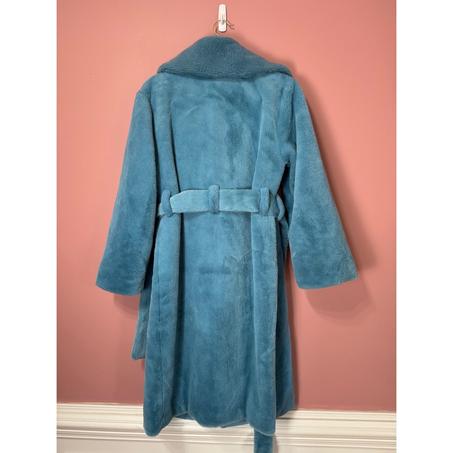 STINE GOYA Happy Faux Fur Jacket in Teal Blue XS