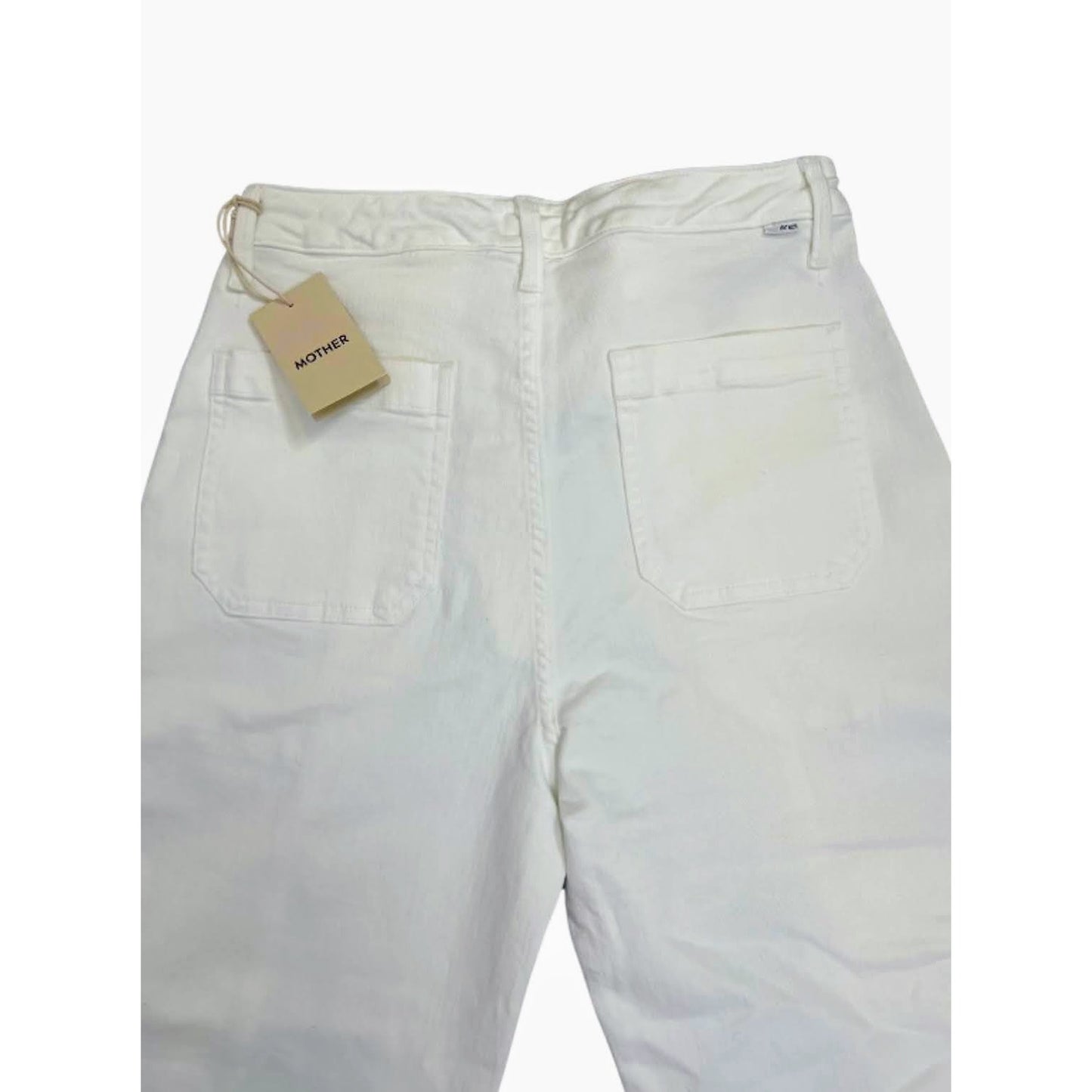 MOTHER Private Double Pocket Skimp Jeans in White Size 29 Cargo Zip Fly Stretch