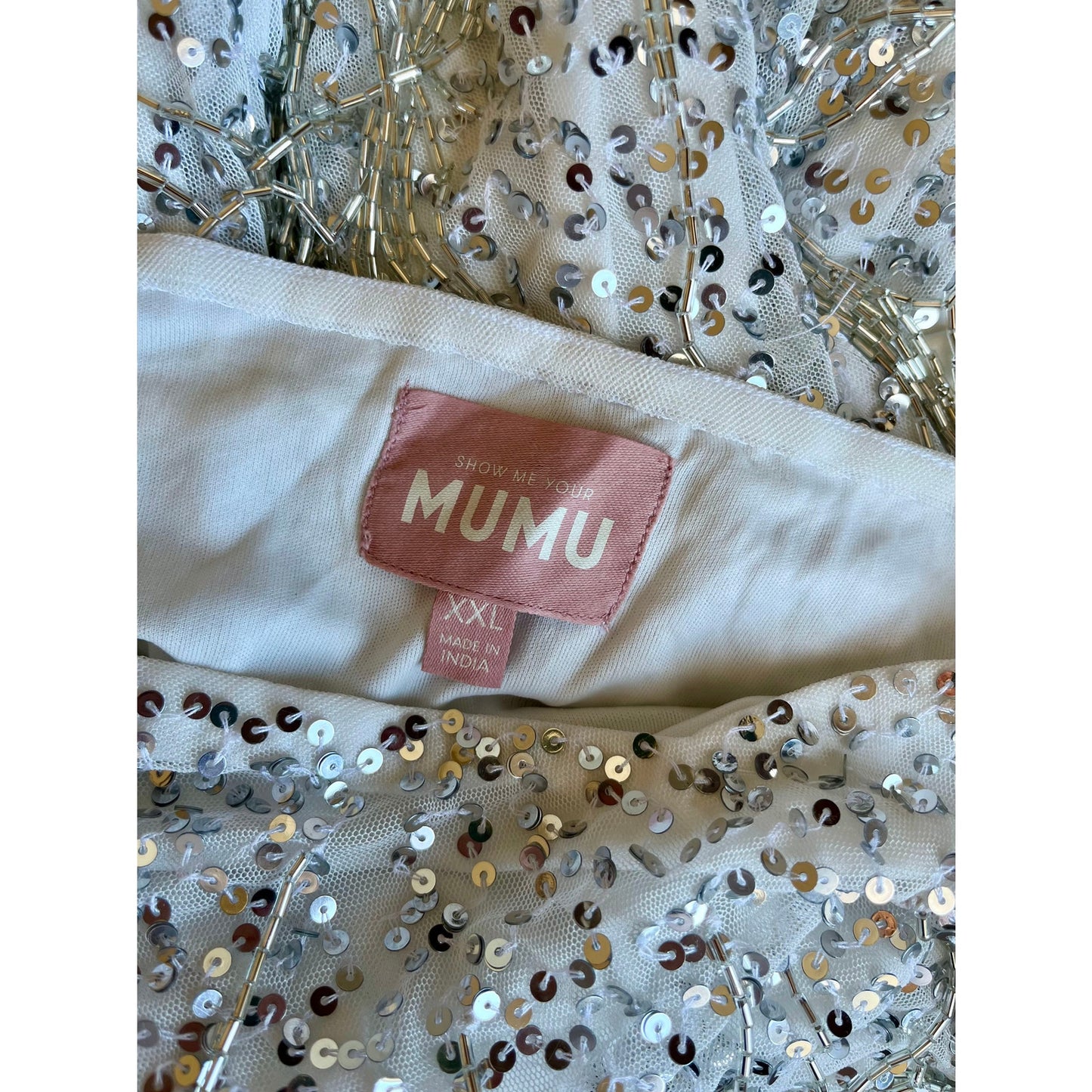 Show Me Your Mumu Sparks Fly Mini Dress Silver Beaded Fringe Size XXL