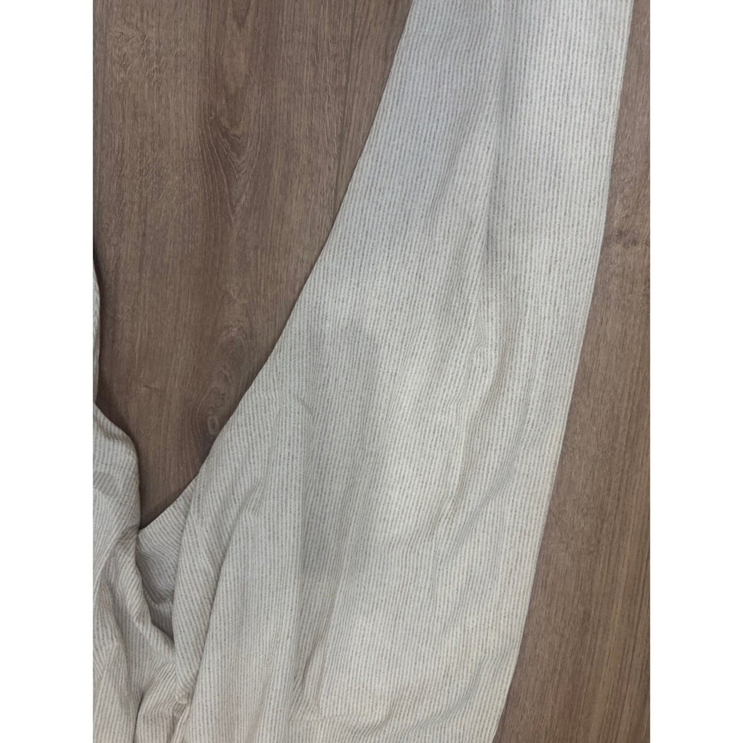 Jaded Gypsy Striped Linen Harem Pants Cream Grey Drop Crotch Boho Tapered Leg L