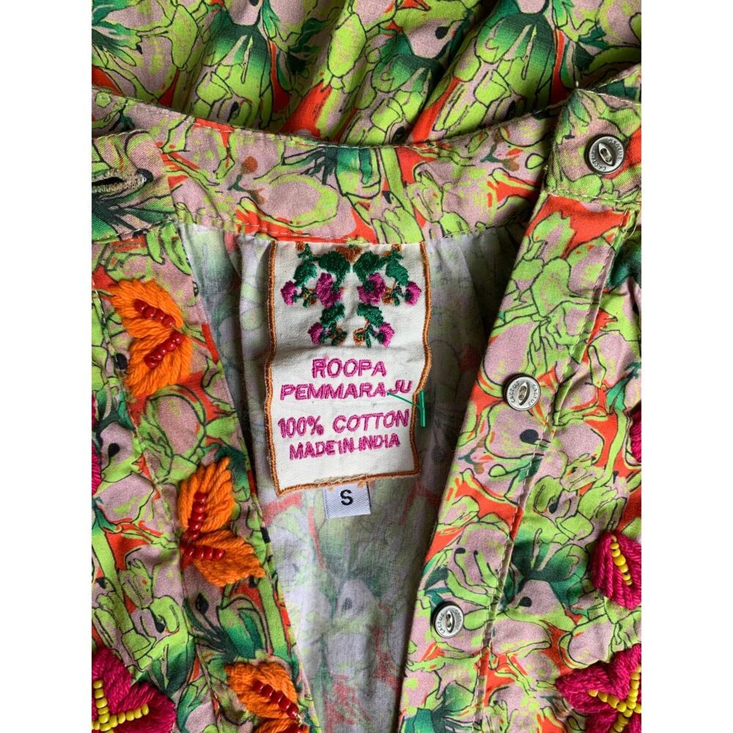 Anthropologie Roopa Pemmaraju Auretta Beaded Embroidered Mini Dress Small Cotton