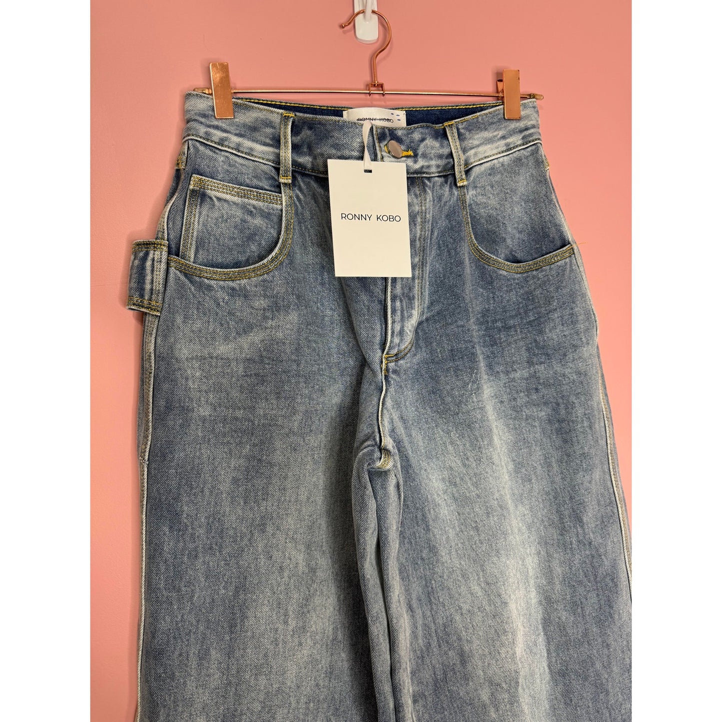 Ronny Kobo Shoshanne Denim Jeans in Blue Size 25 Straight Leg Zip Fly Cotton