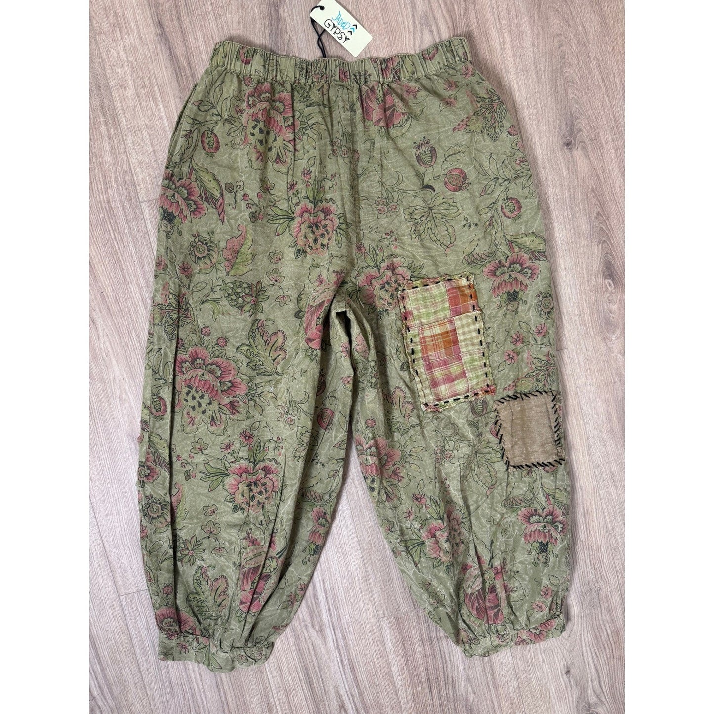 Jaded Gypsy Boho Patchwork Floral Harem Pants Cropped Gaucho S M L