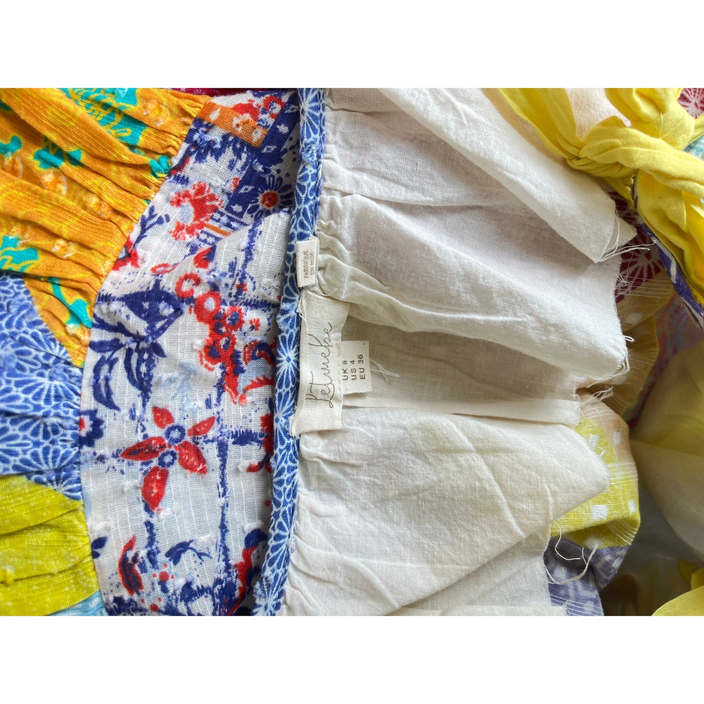 NEW Let Me Be Anthropologie Ruffled Patchwork Tank Multi Color Size 4