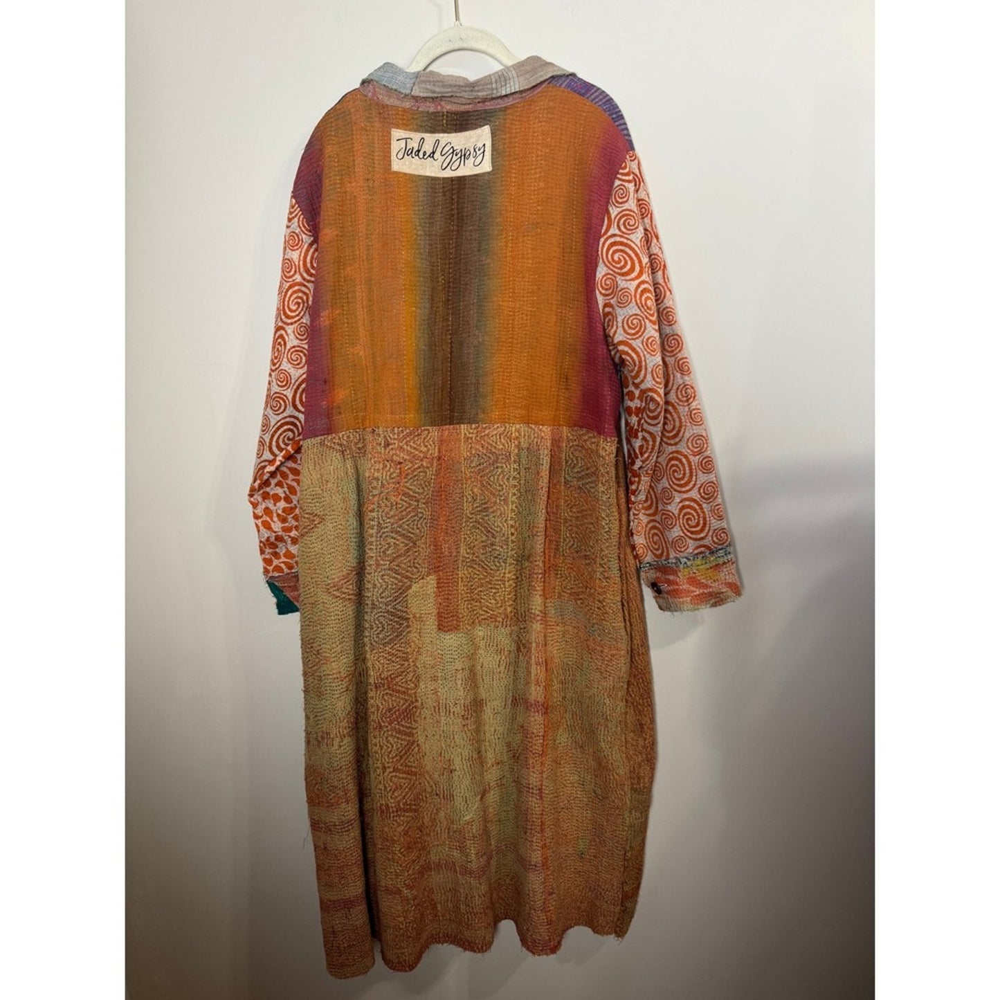 Jaded Gypsy Kantha Boho Patchwork Long Duster Coat Jacket One Size