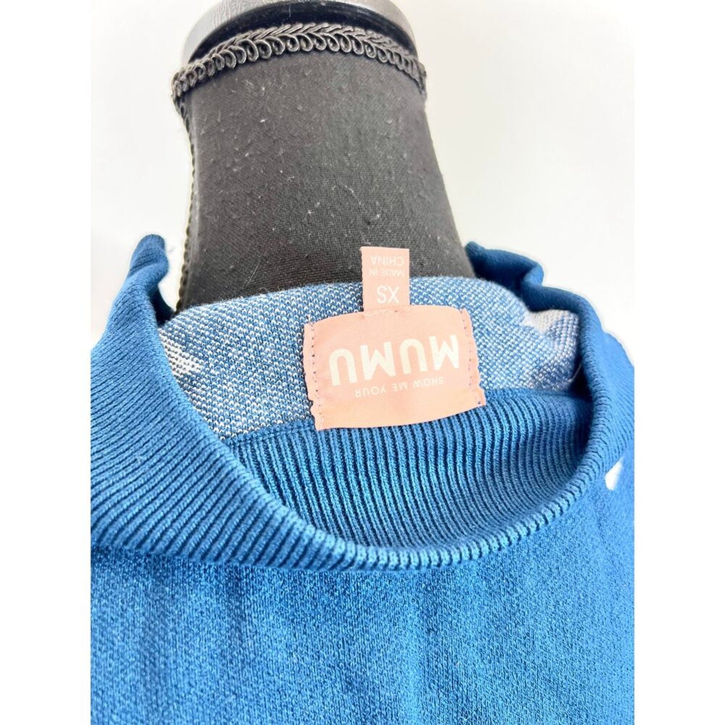Show Me Your Mumu Zoe Zip Navy Stars Knit Mini Dress XS