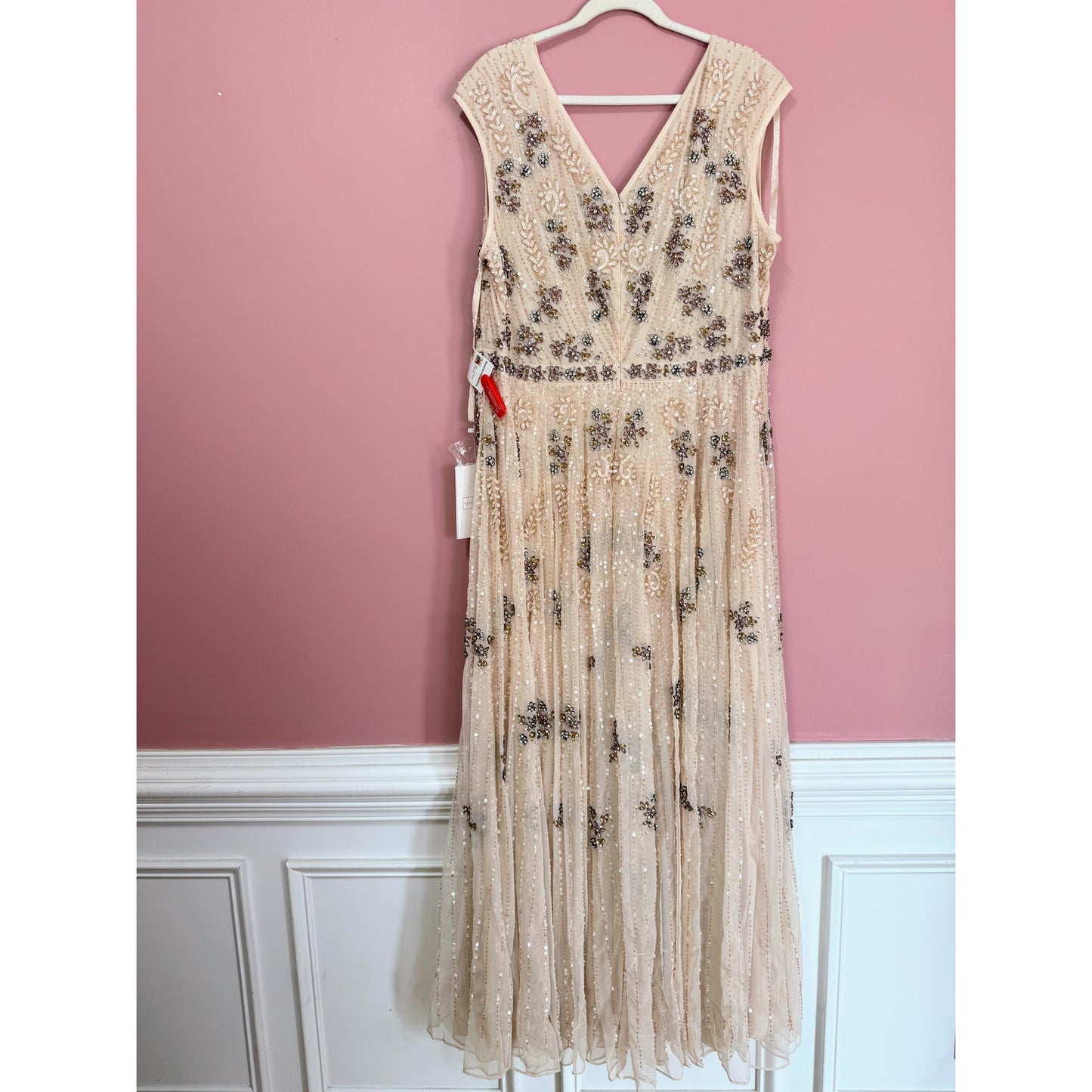 NEW NWT Mac Duggal Cap Sleeve Embellished Dress in Blush STYLE 93575 Size 20