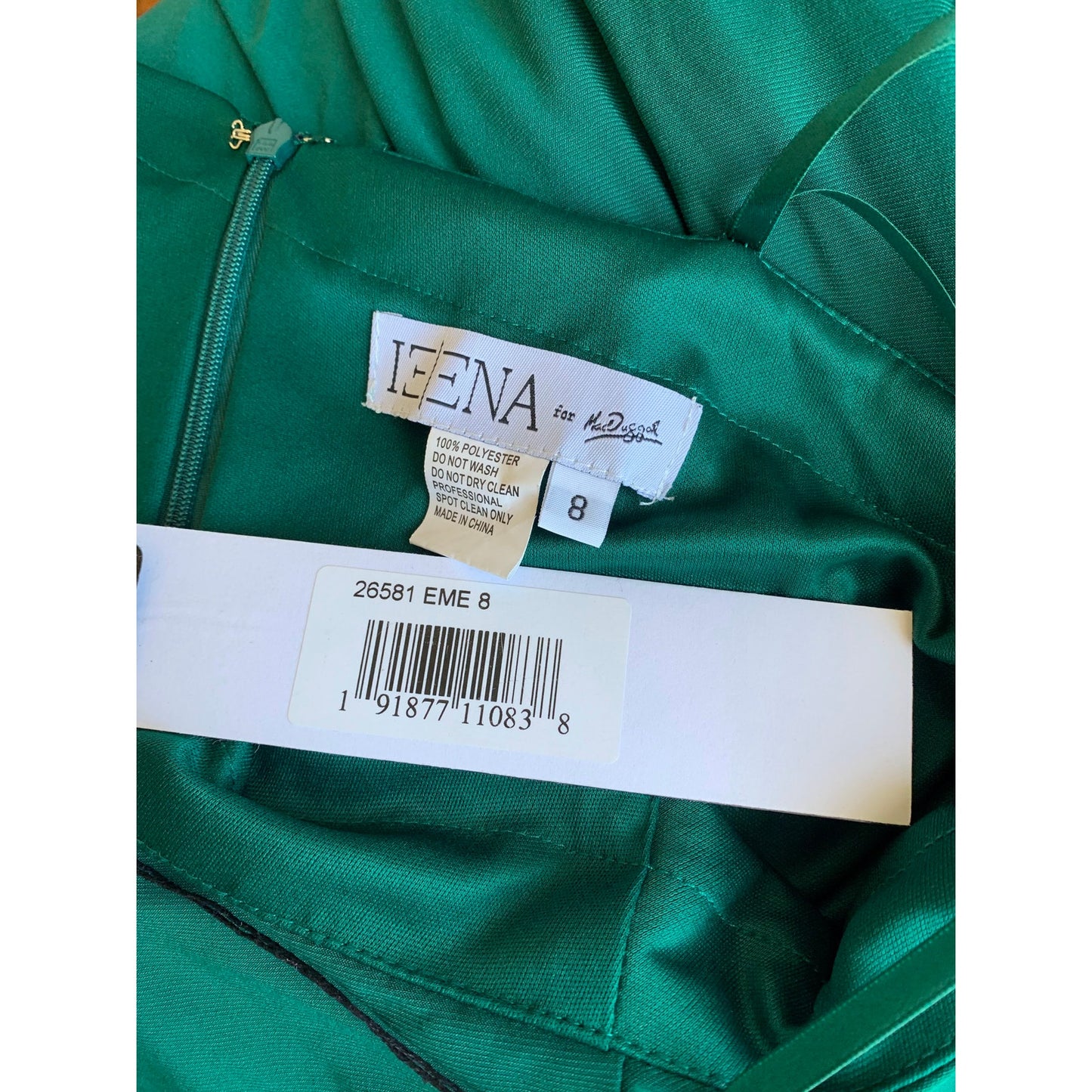MacDuggal Ieena One Shoulder Jersey Gown in Green Size 8 Maxi Sheath Belted