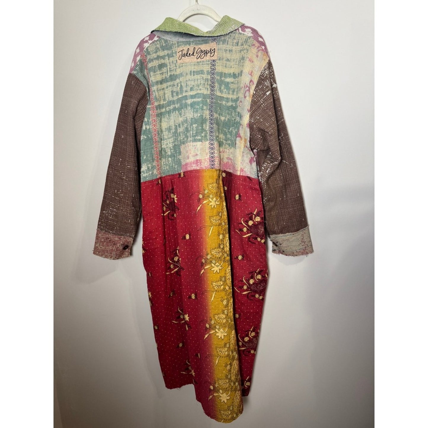 JADED GYPSY Patchwork Kantha Quilted Duster Coat Kimono Boho Festival