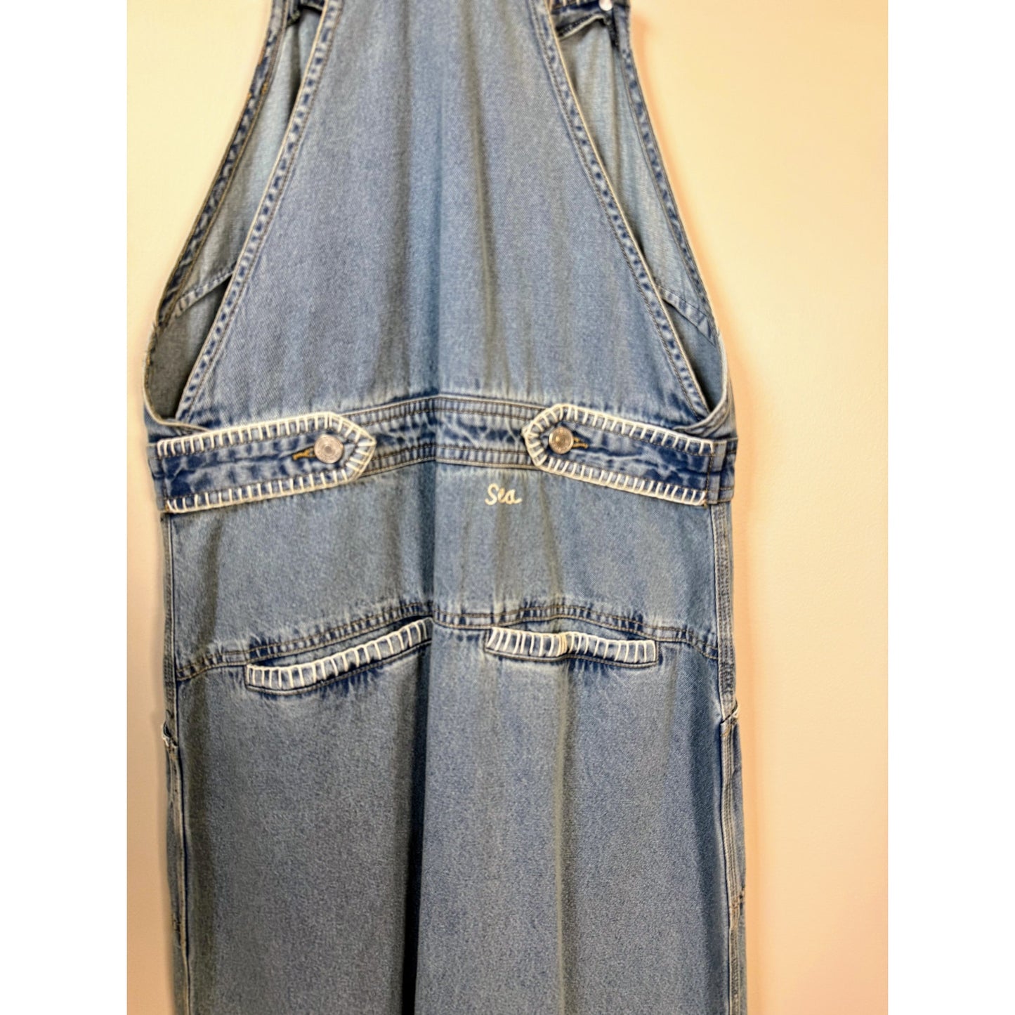 NEW NWT Sea NY Marion Mended Denim Overall Midi Dress Size 2