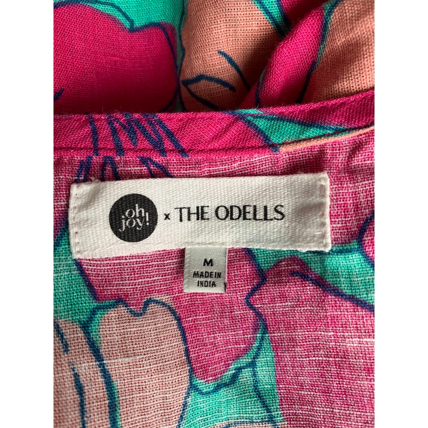 Oh Joy X The Odells The Julia Dress in Pink Floral Medium Short Sleeve V-Neck