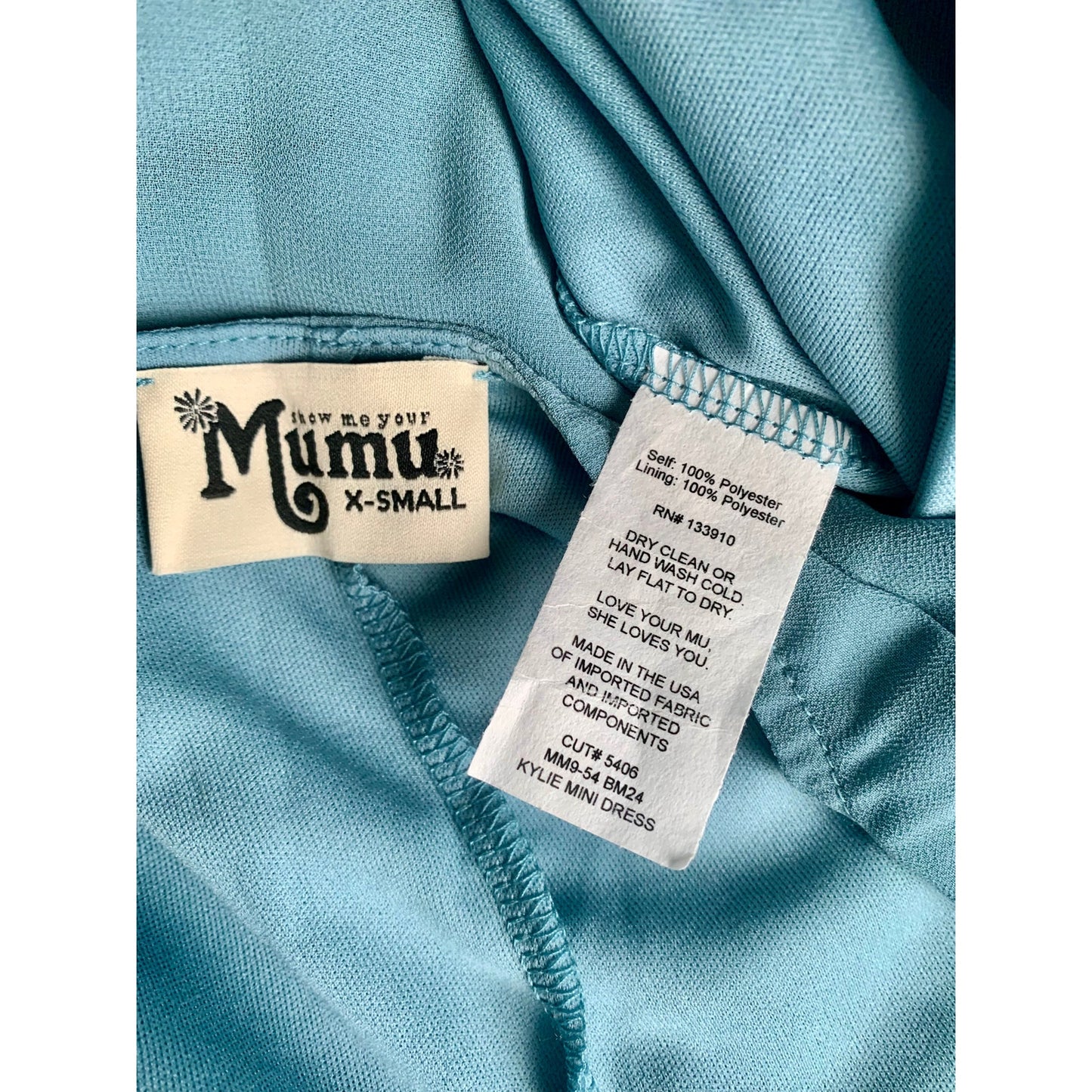 Show Me Your Mumu Kylie Mini Dress in Steel Blue Size XS Chiffon Lined Party