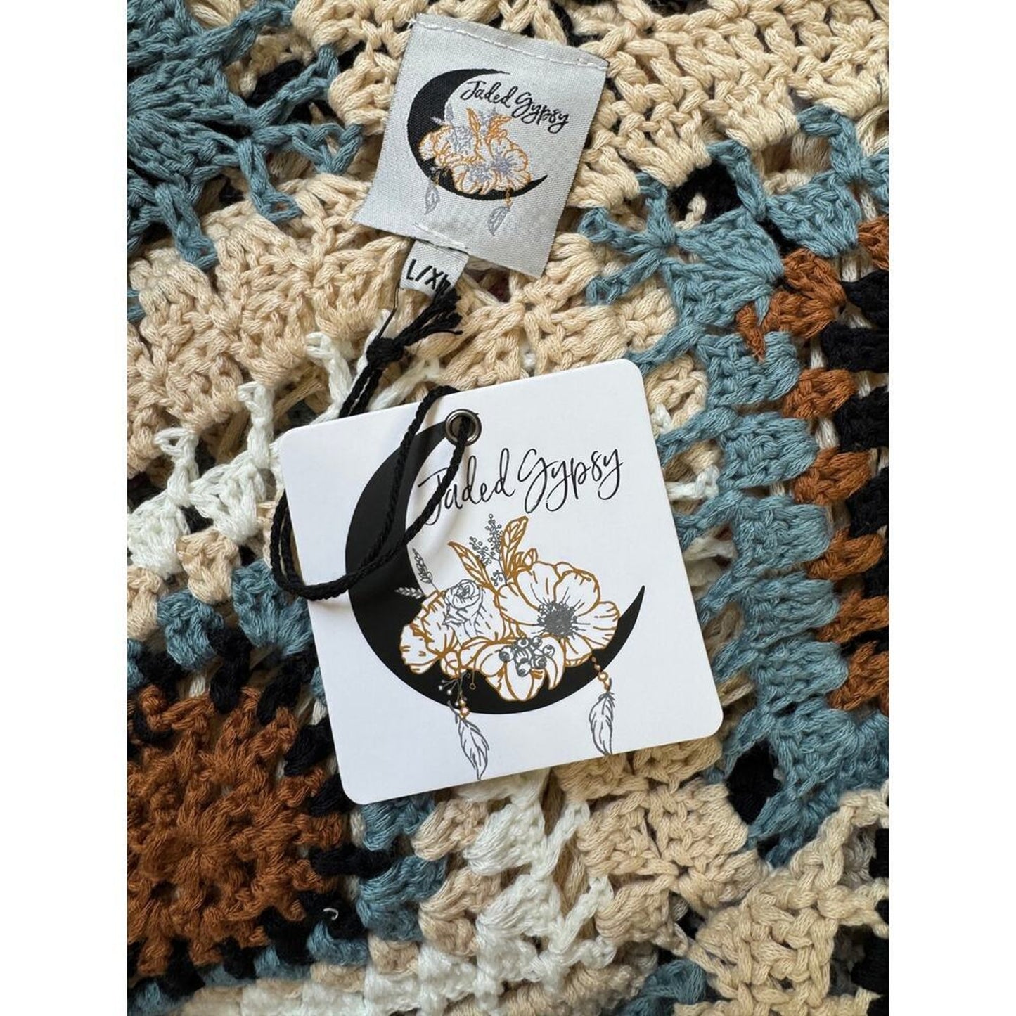 Jaded Gypsy Desert Views Crochet Tank Top Size L/XL