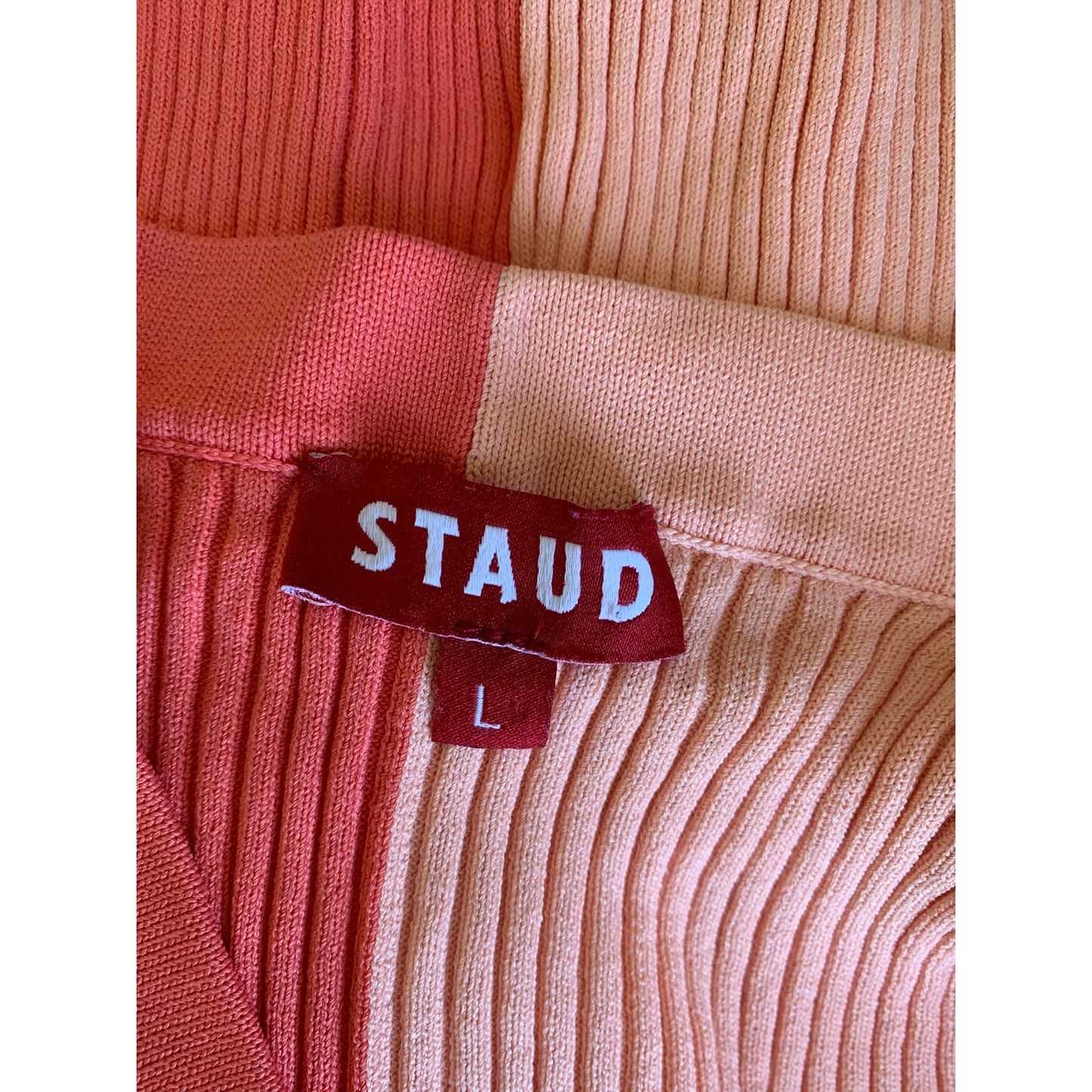 Staud Shoko Sweater Dress in Rosebud Colorblock Large Long Sleeve Ribbed Knit