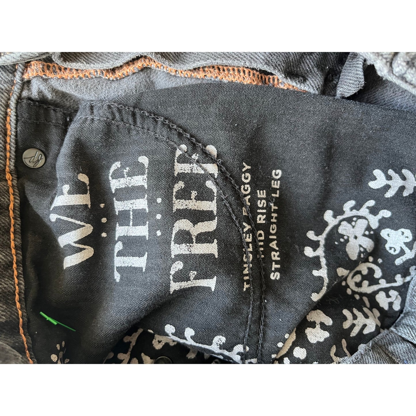 Free People Tinsley Baggy Mid Rise Straight Leg Black Size 28