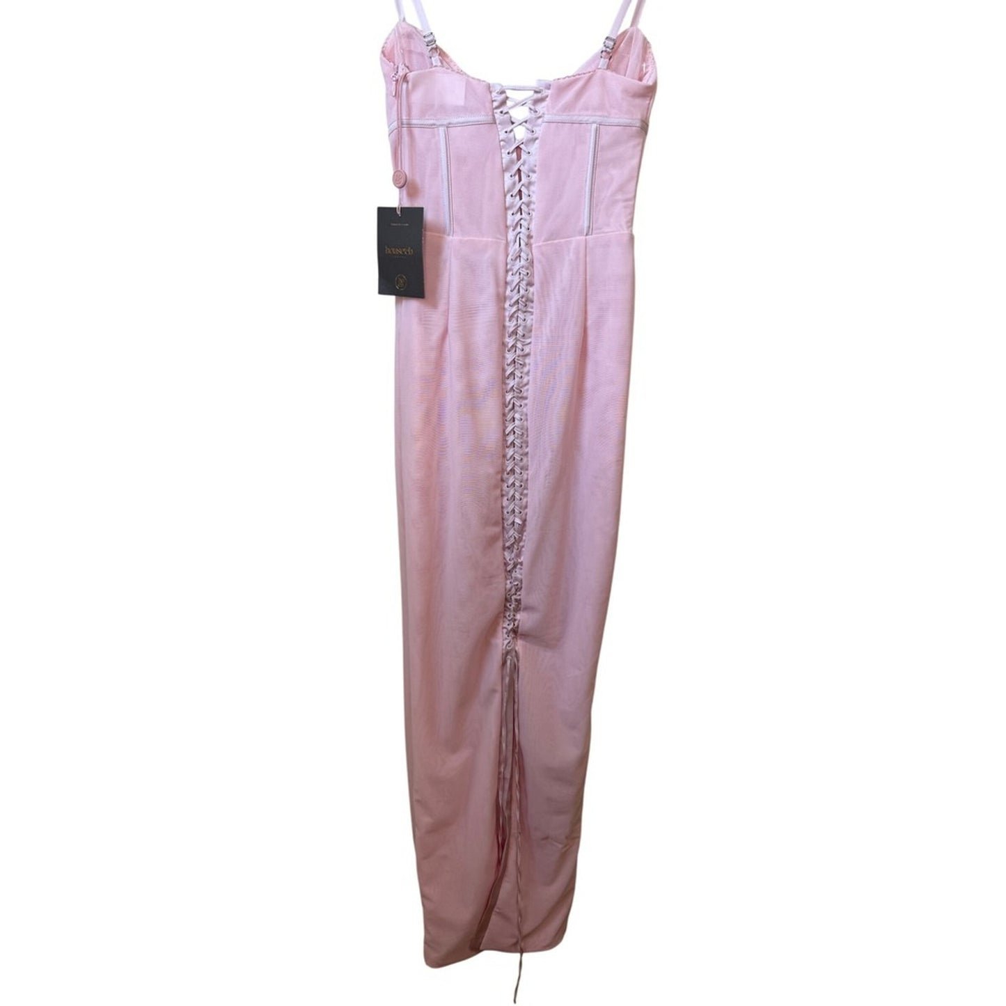 House of CB Romy Pinkesque Corset Maxi Dress Pink Lace Up SB10948 Size S NWT