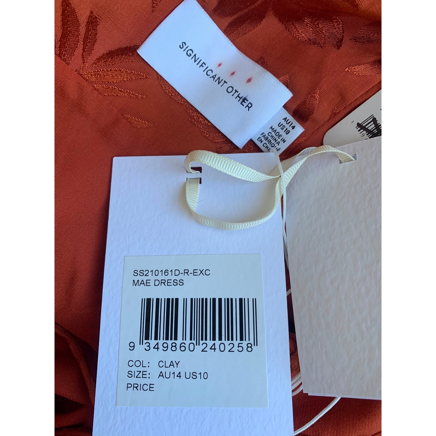 Significant Other Mae Maxi Dress in Clay Orange Size 10 Floral Embossed V-Neck