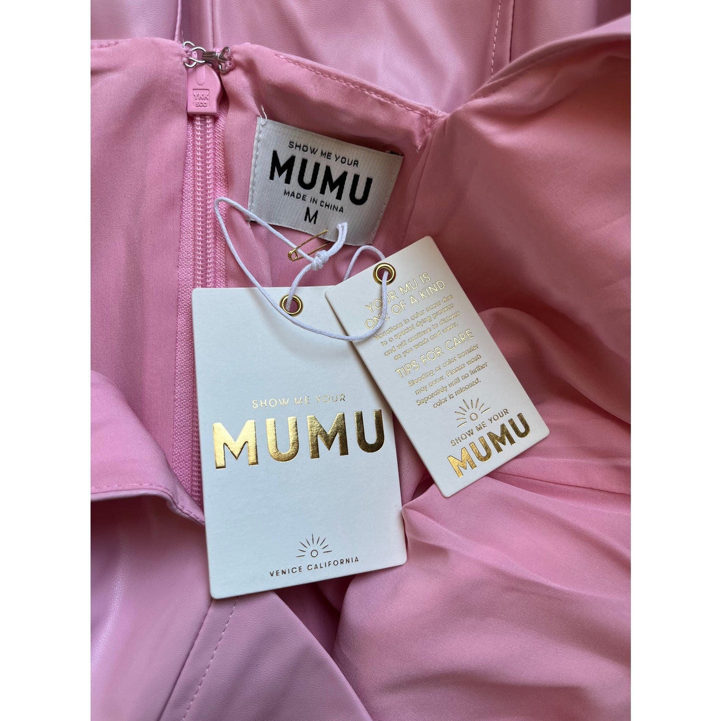 Show Me Your Mumu Woods Mini Dress Pink Faux Leather Size Medium