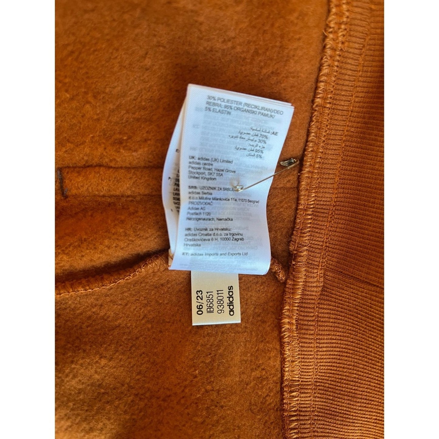 Adidas by Stella McCartney Cinnamon Orange Oversized Zip Up Hoodie Sweatshirt