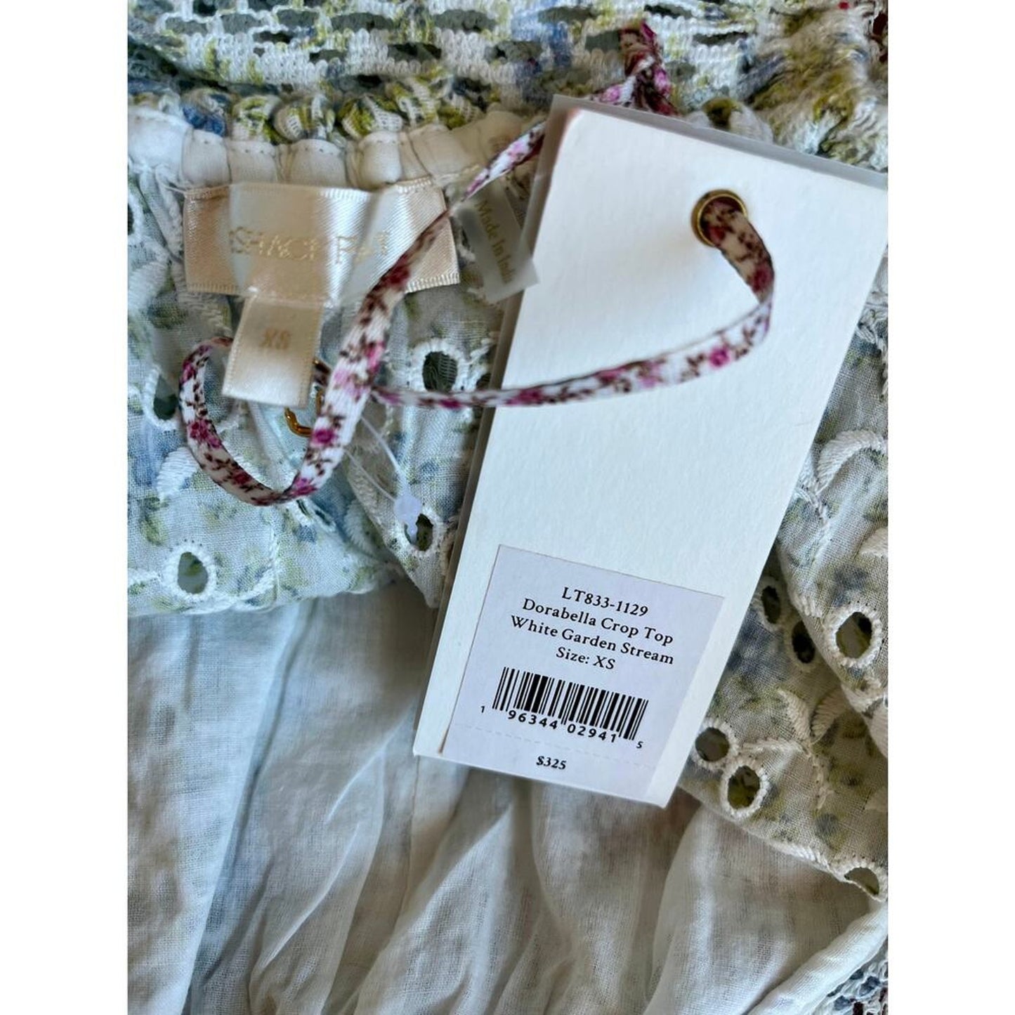 LoveShackFancy Dorabella Crop Top White Garden Stream Size XS