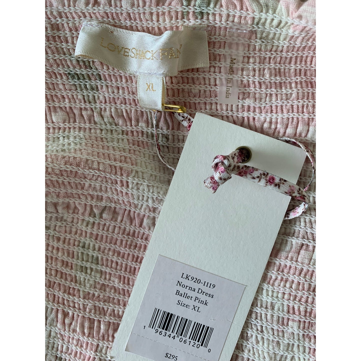 Love Shack Fancy Norna Dress Ballet Pink Size XL Mini Floral Sleeveless Cotton