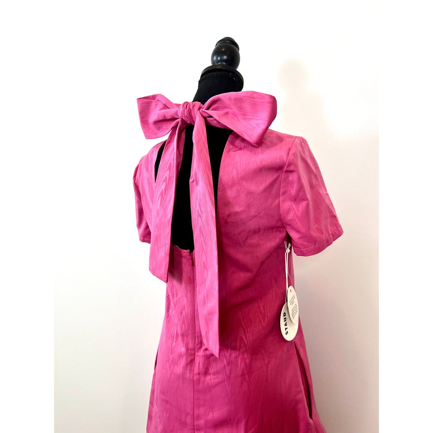 STAUD Mini Ilana Mini Dress in Lollipop Pink Sz XS A-Line Short Sleeve Mock Neck