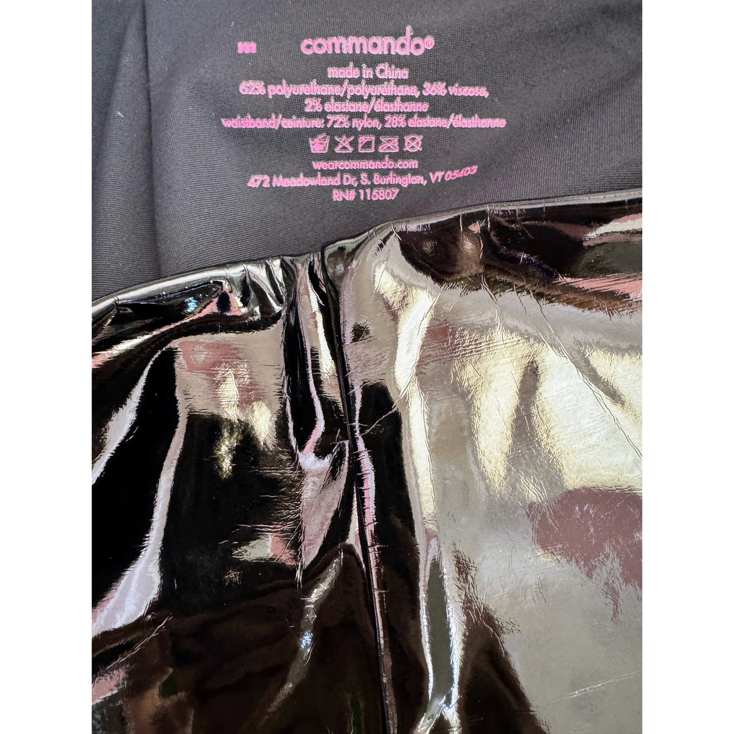 Commando Black Faux Patent High Rise Leggings Size Medium