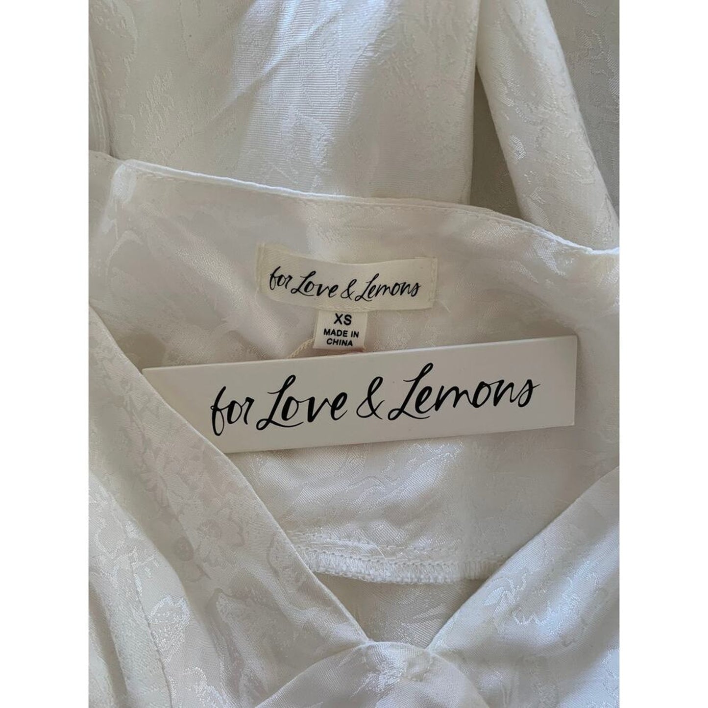 For Love & Lemons Gabrielle Puff Sleeve Mini Dress in White Size XS Floral
