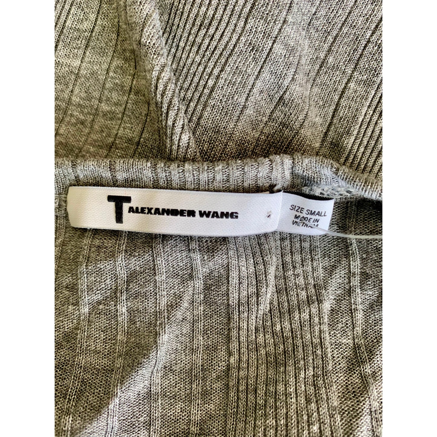 Alexander Wang Maxi T-Shirt Dress in Gray Small Ribbed Knit Sleeveless V-Neck