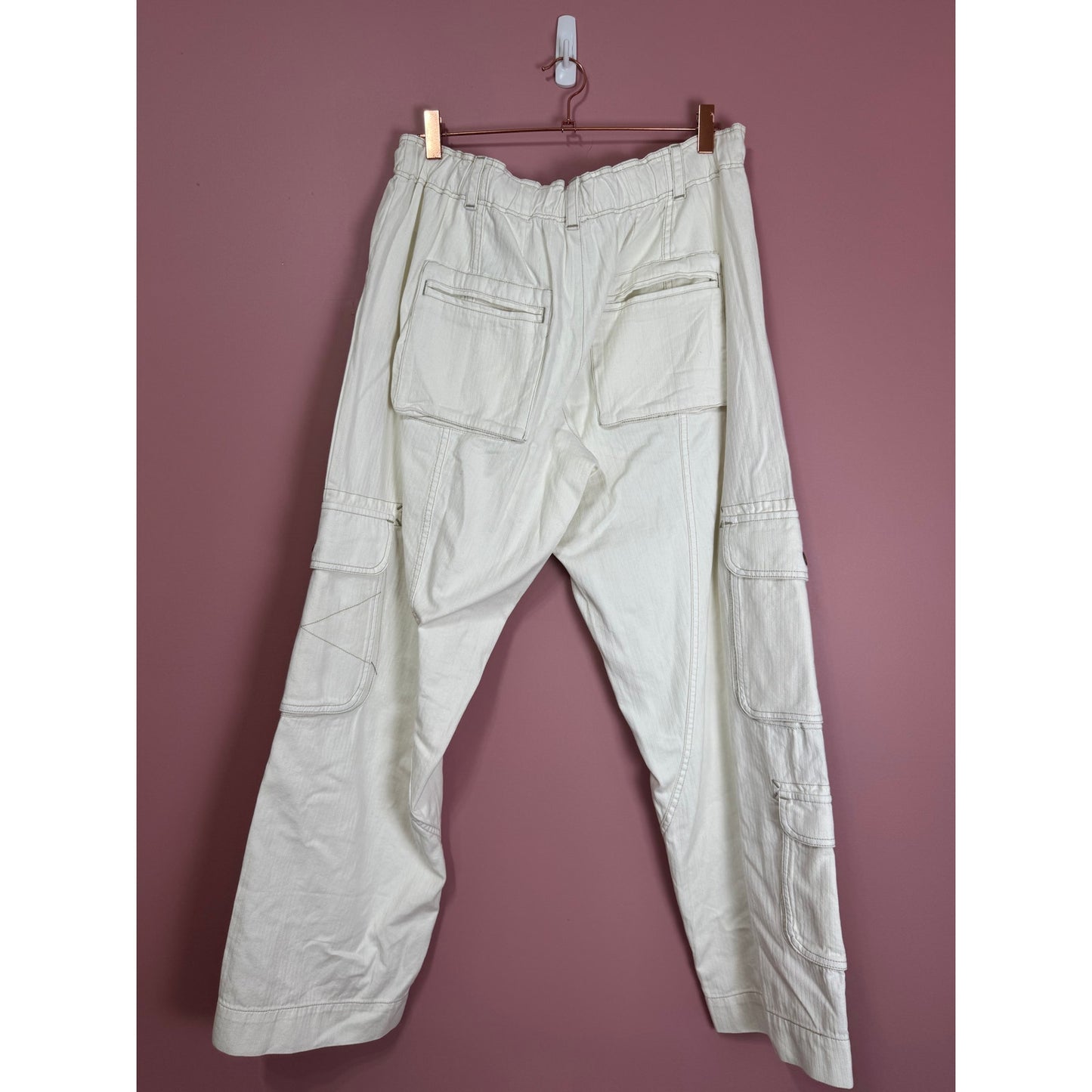 Free People Birch Denim Wide-Leg Pants Ivory Size Medium