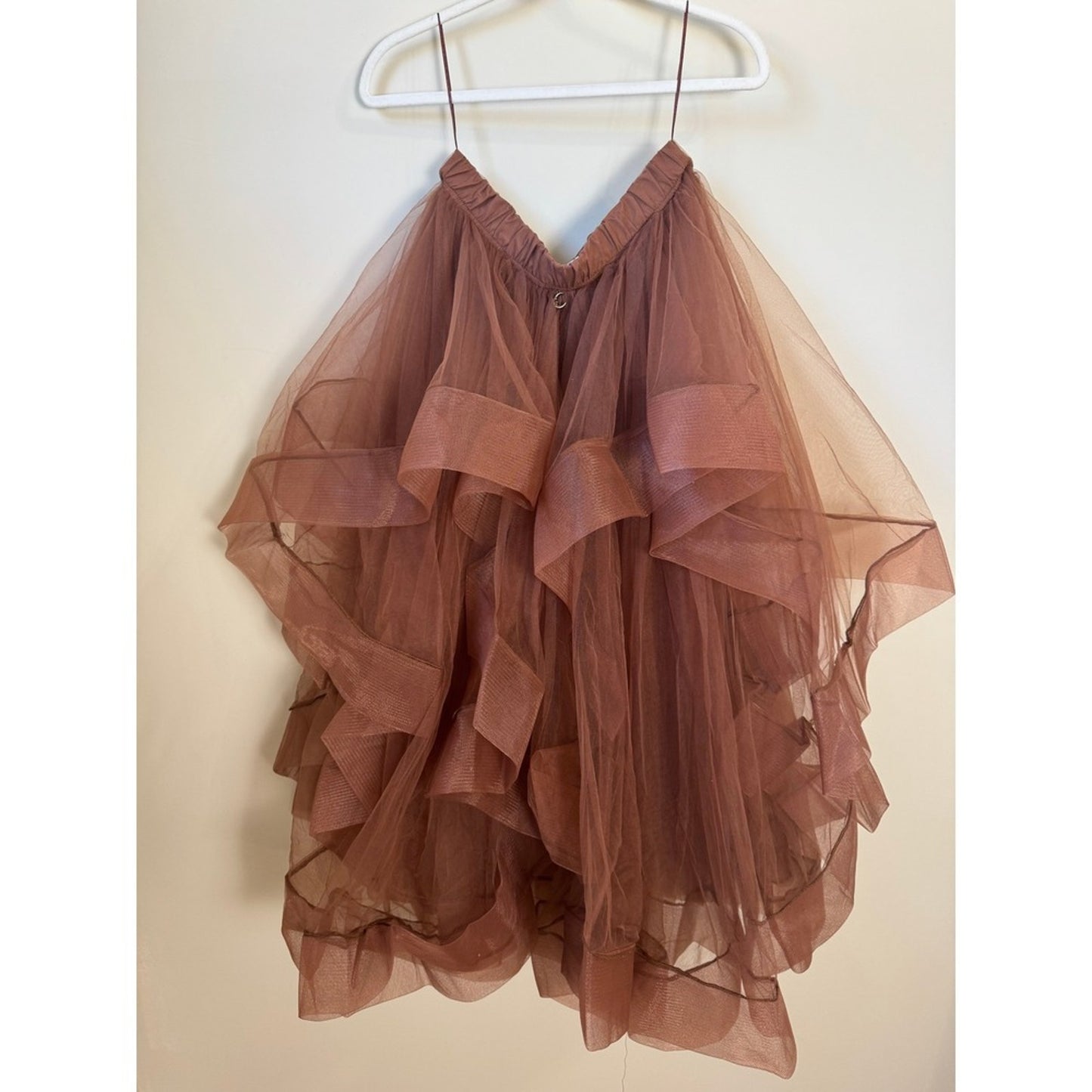 Jaded Gypsy Brown Tulle Ruffled Midi Skirt Boho Festival Fairycore