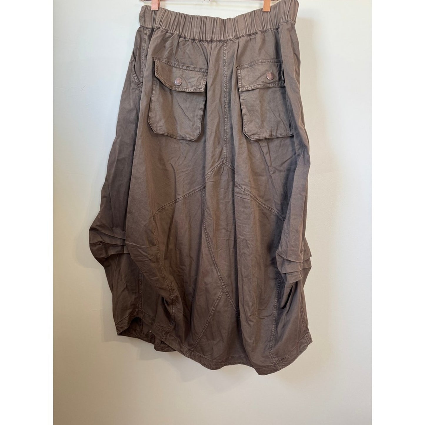 Free People Willow Poplin Maxi Skirt Chocolate Brown Medium