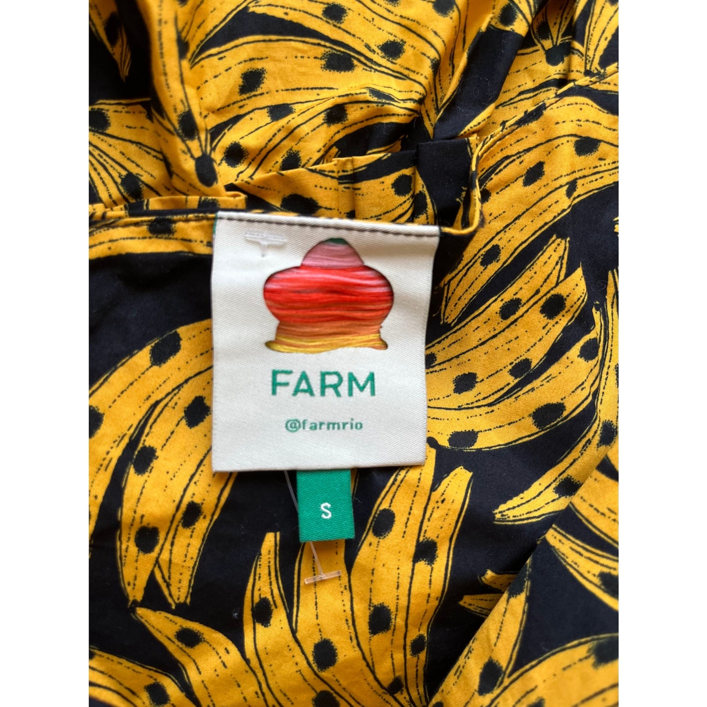 Farm Rio Spotted Bananas One Shoulder Midi Dress Size Small