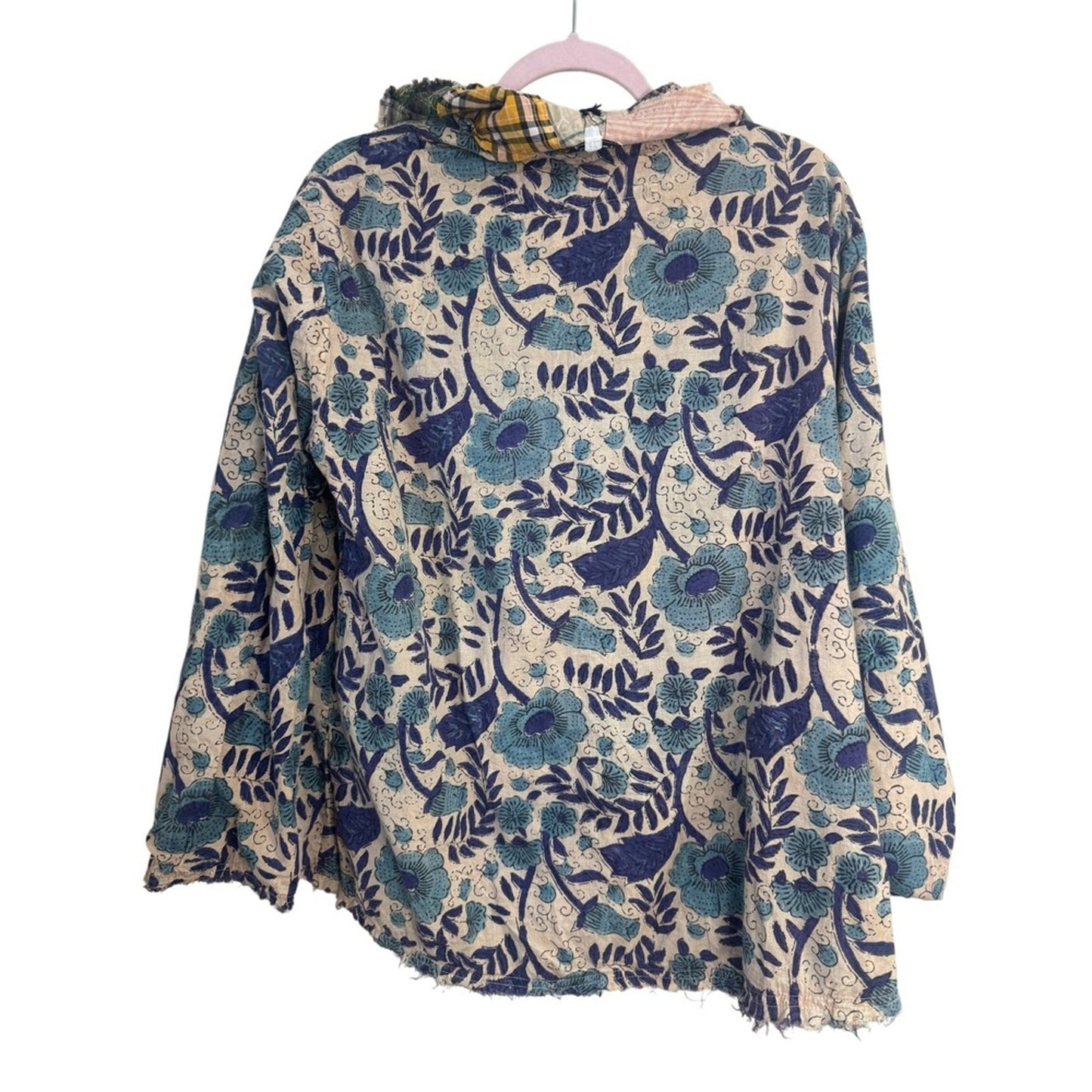 Jaded Gypsy Reversible Patchwork Plaid Floral Boho Jacket Multi Color Women L/XL