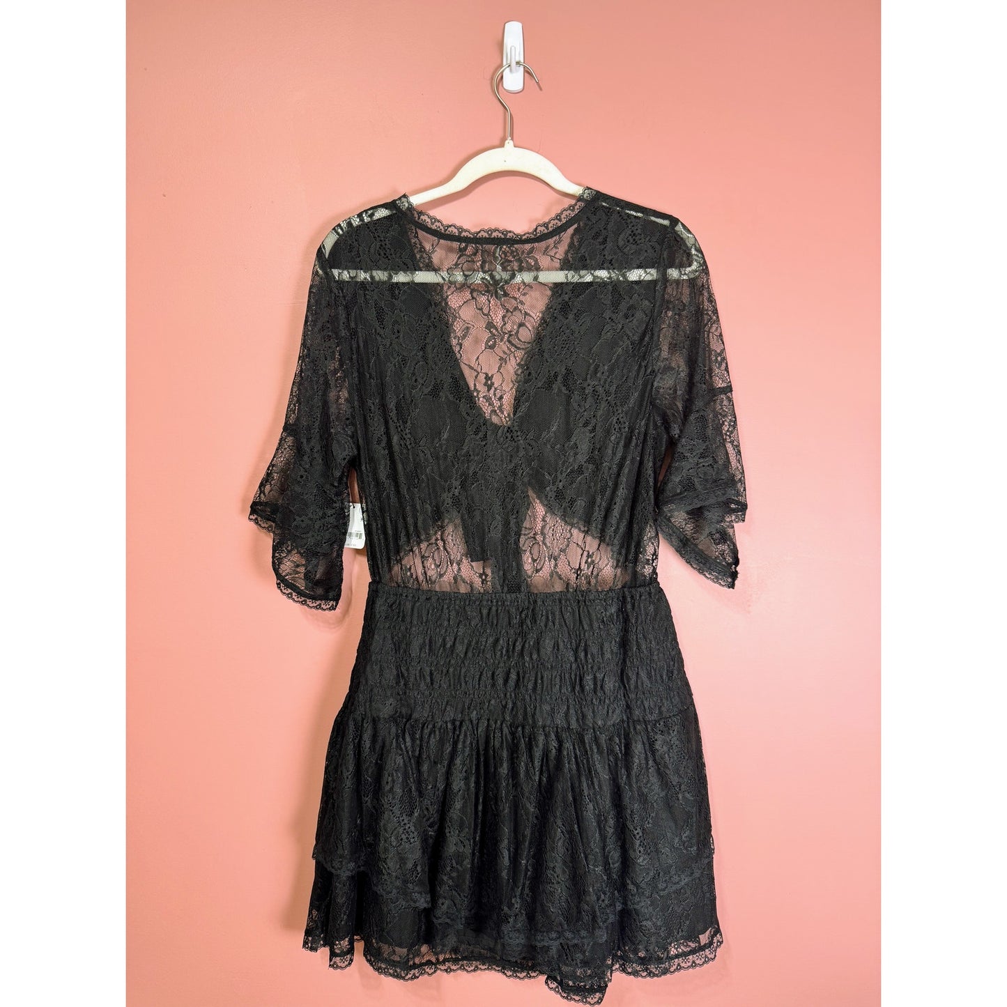 Free People LaLa Lace Mini Dress Black Size XL