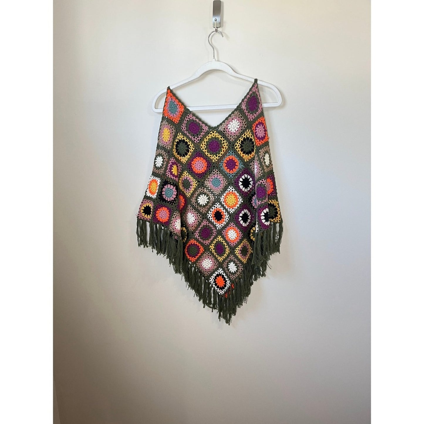 Jaded Gypsy Desert Sunset Poncho Fringe Size S/M Boho Chic