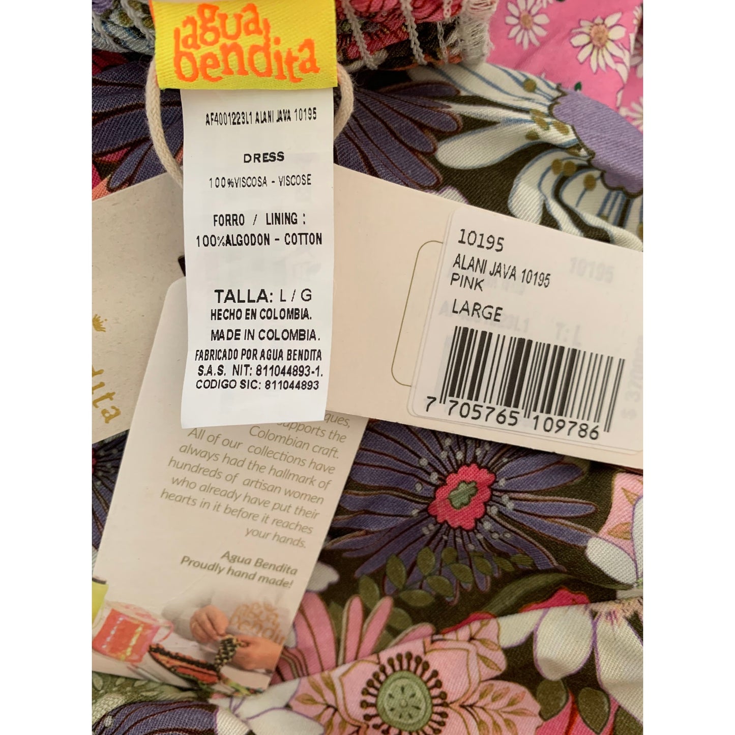Agua Bendita Alani Java Maxi Dress Pink Large Floral Sleeveless Sweetheart Neck