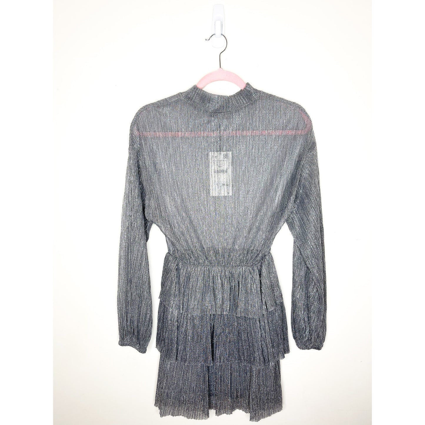 Zara Metallic Silver Mock Neck Mini Dress Size Small