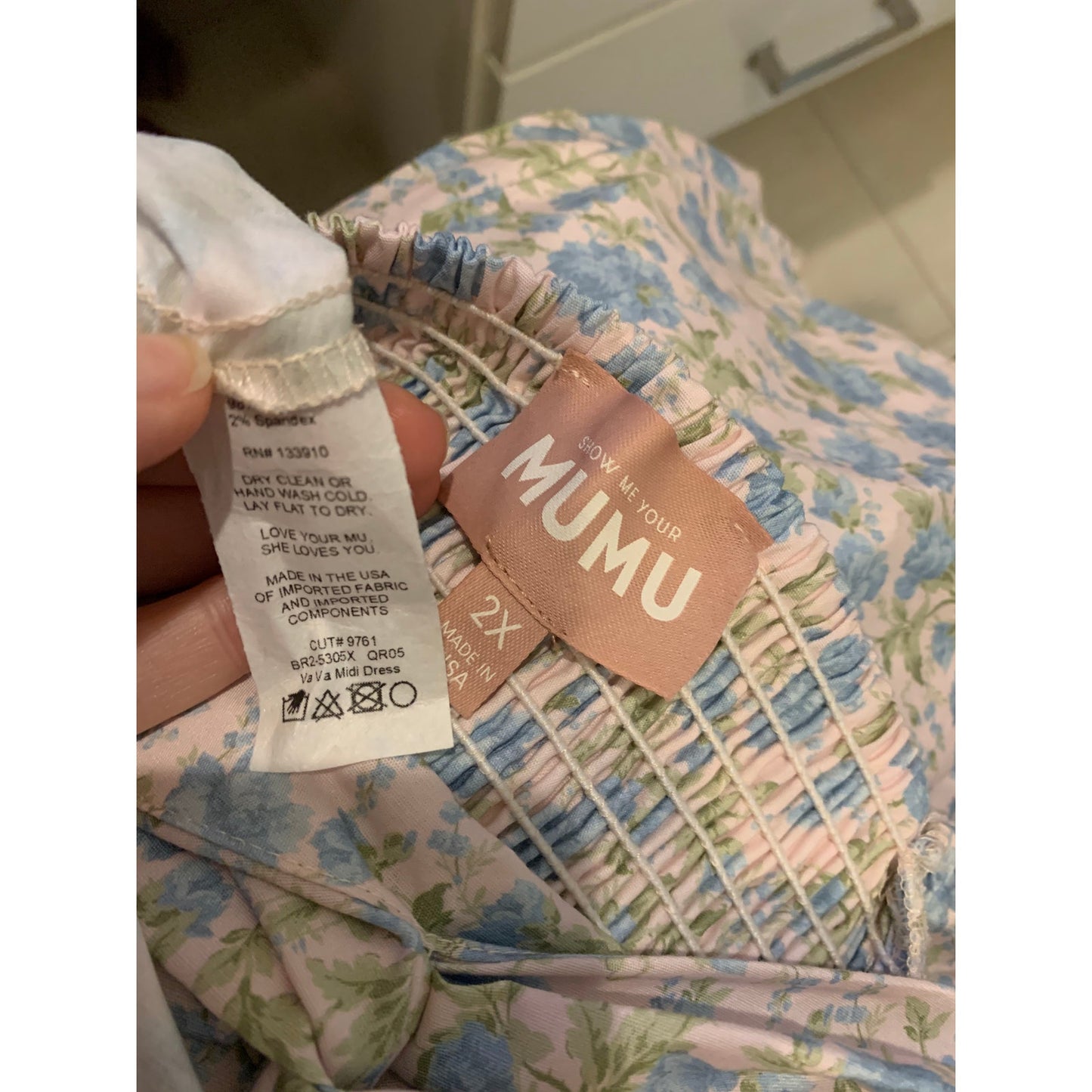 Show Me Your Mumu Va Va Midi Dress in Charming Rose Size 2X Floral Puff Sleeve
