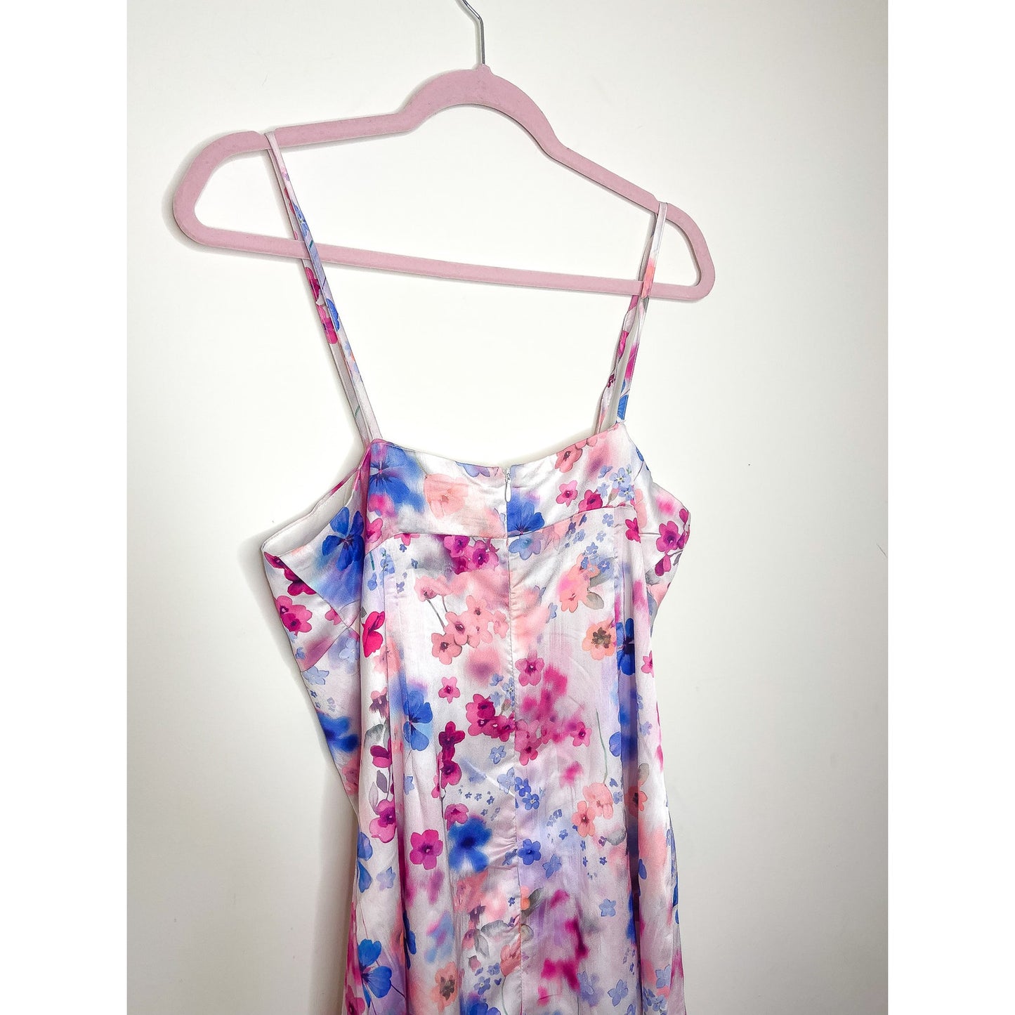 Showpo I've Got You Now Mini Slip Dress in Blue Floral Size 10