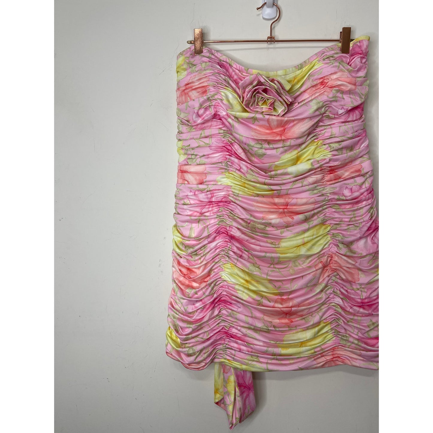 LoveShackFancy Nerra Mini Ruched Dress in Light Berry Tea Size 14 Floral Lined