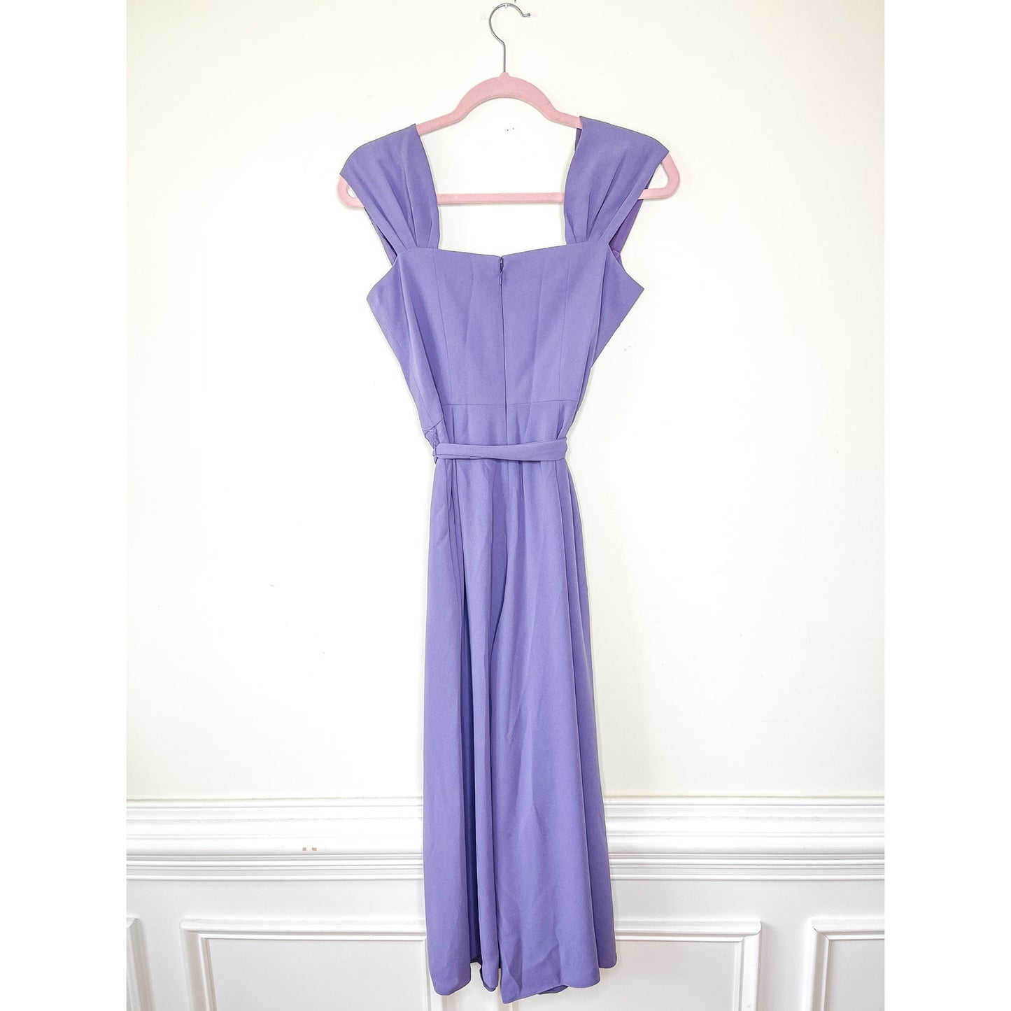 Gal Meets Glam Square Neck Crepe Jumpsuit In Dusty Purple Size 2