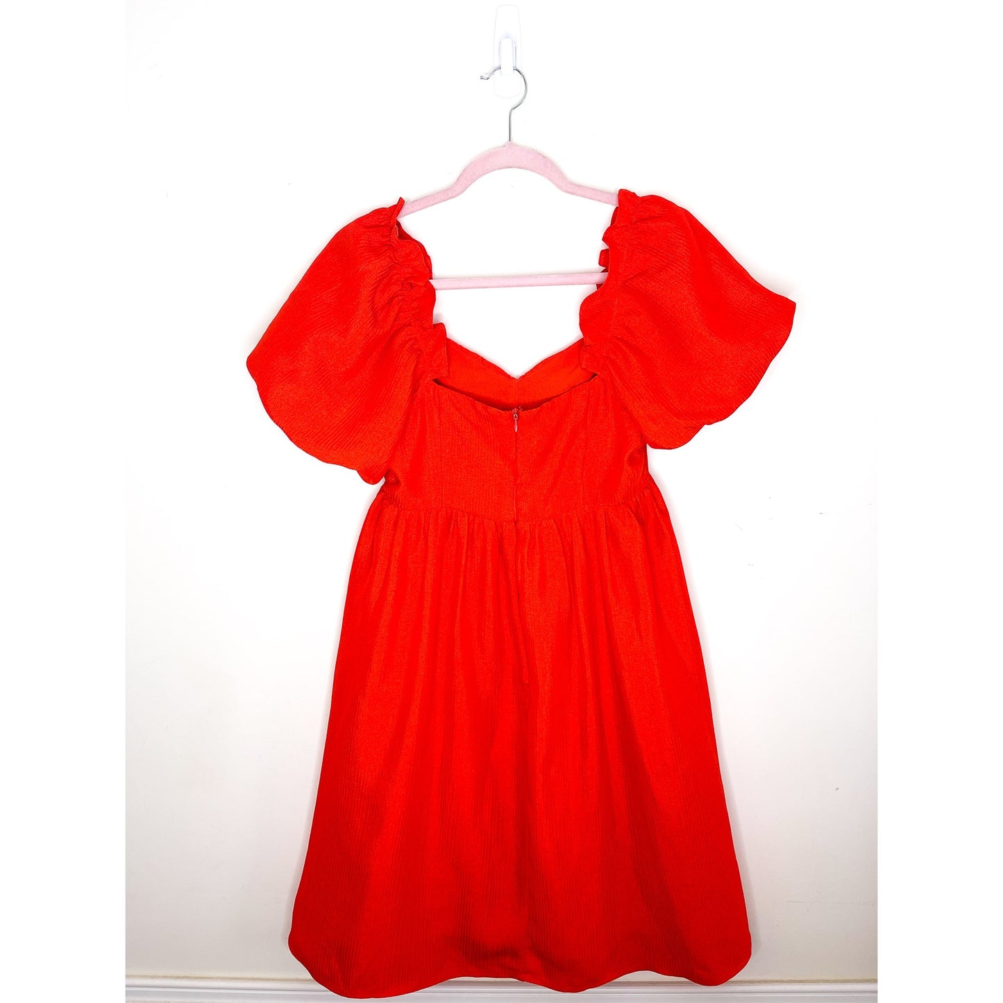English Factory Red Balloon Sleeve Mini Dress Size Small