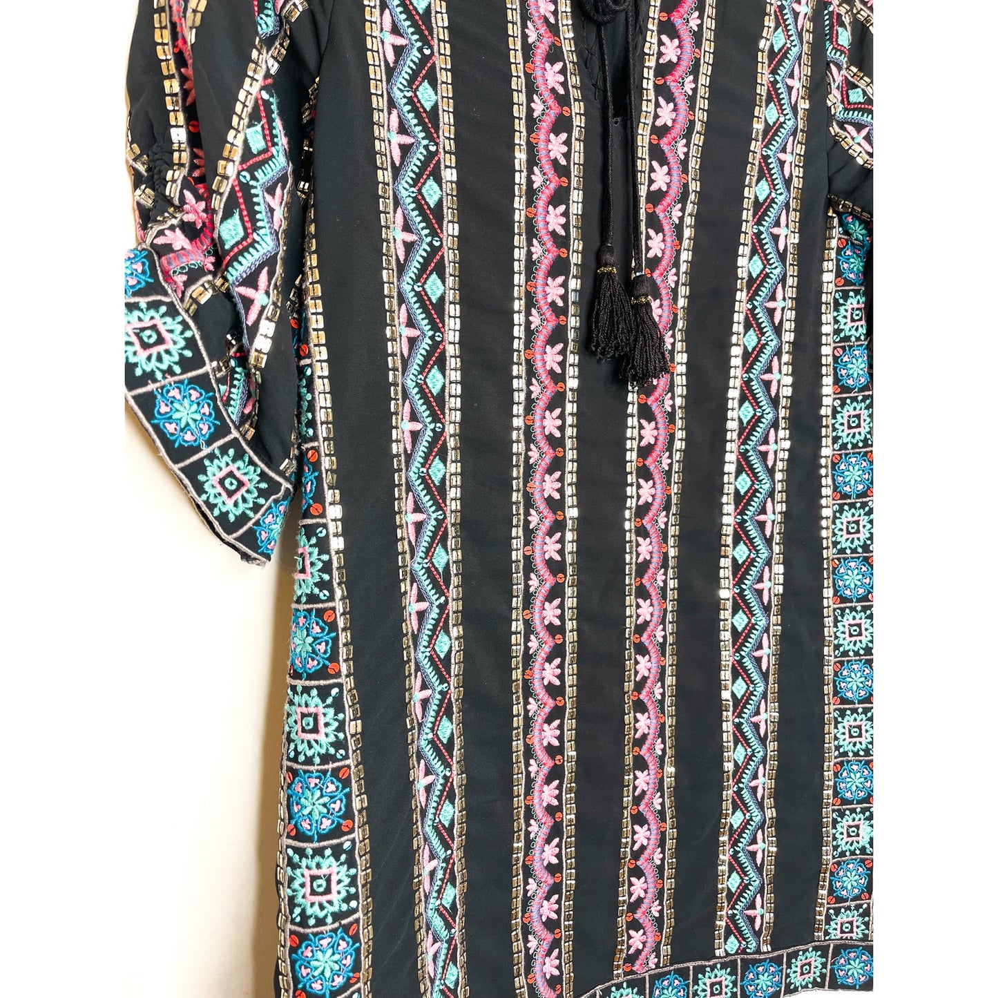 Tolani Kailani Hacienda Embroidered Tunic Dress Size XS
